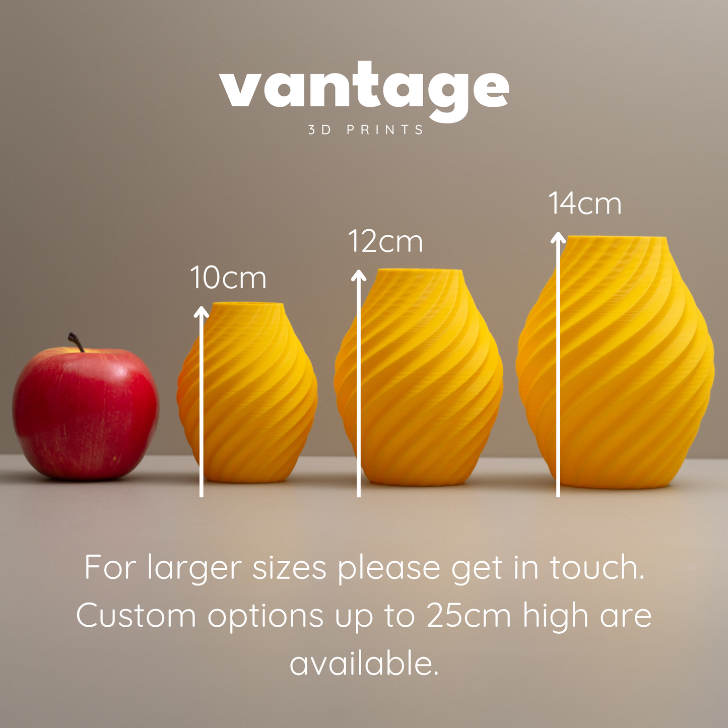 Yellow Vase - Swirl Effect - Decorative 3D Print Ornament