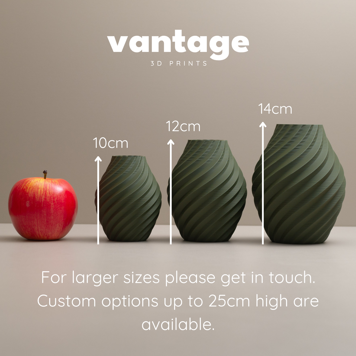 Olive Green Vase - Swirl Effect - Decorative 3D Print Ornament