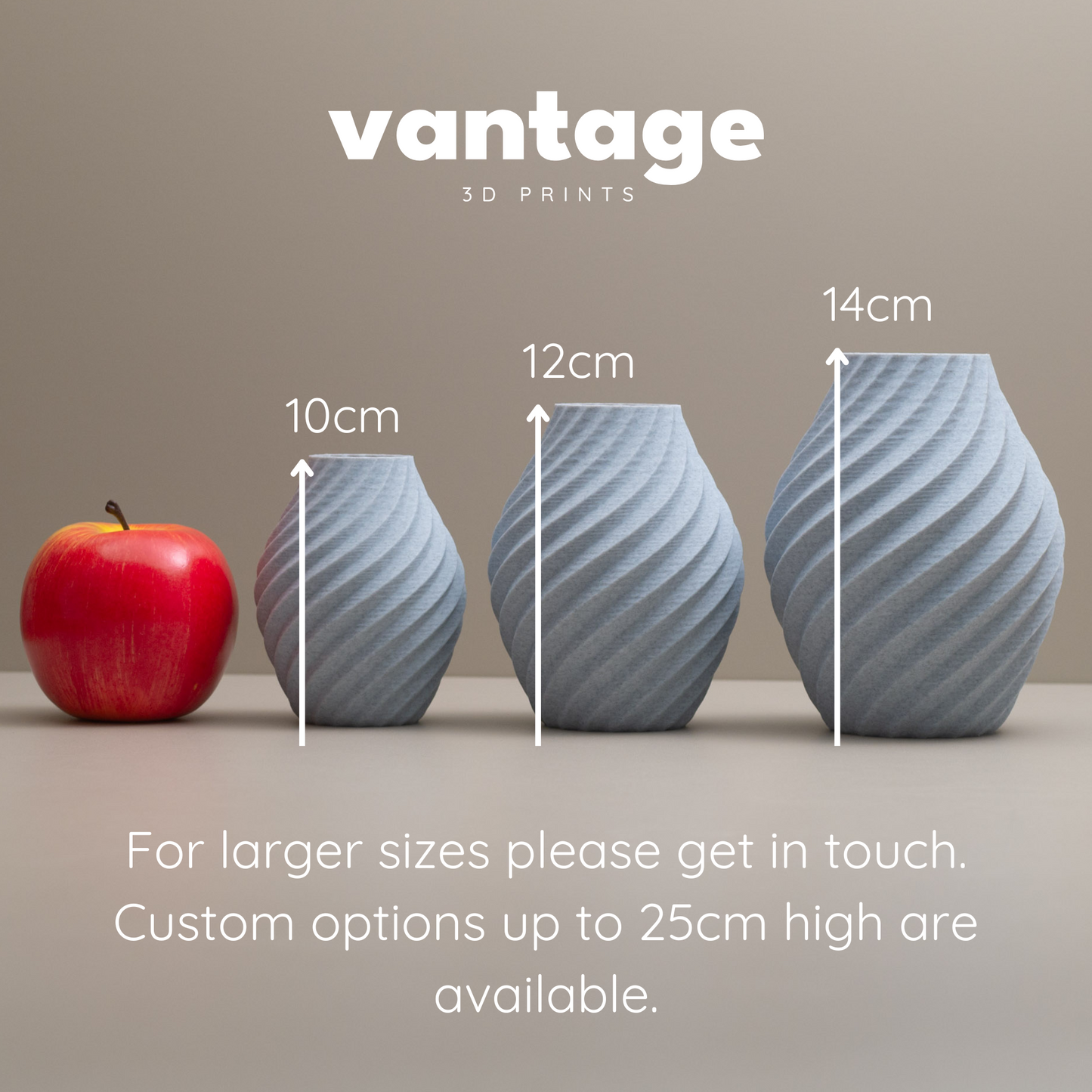 Stone Effect Grey Vase - Swirl Effect - Decorative 3D Print Ornament