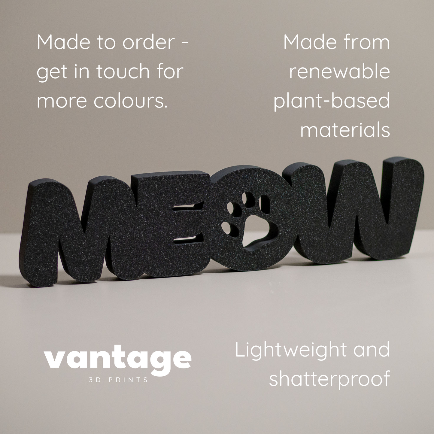 Cat Lover Ornament Meow - Freestanding Word Home Decor