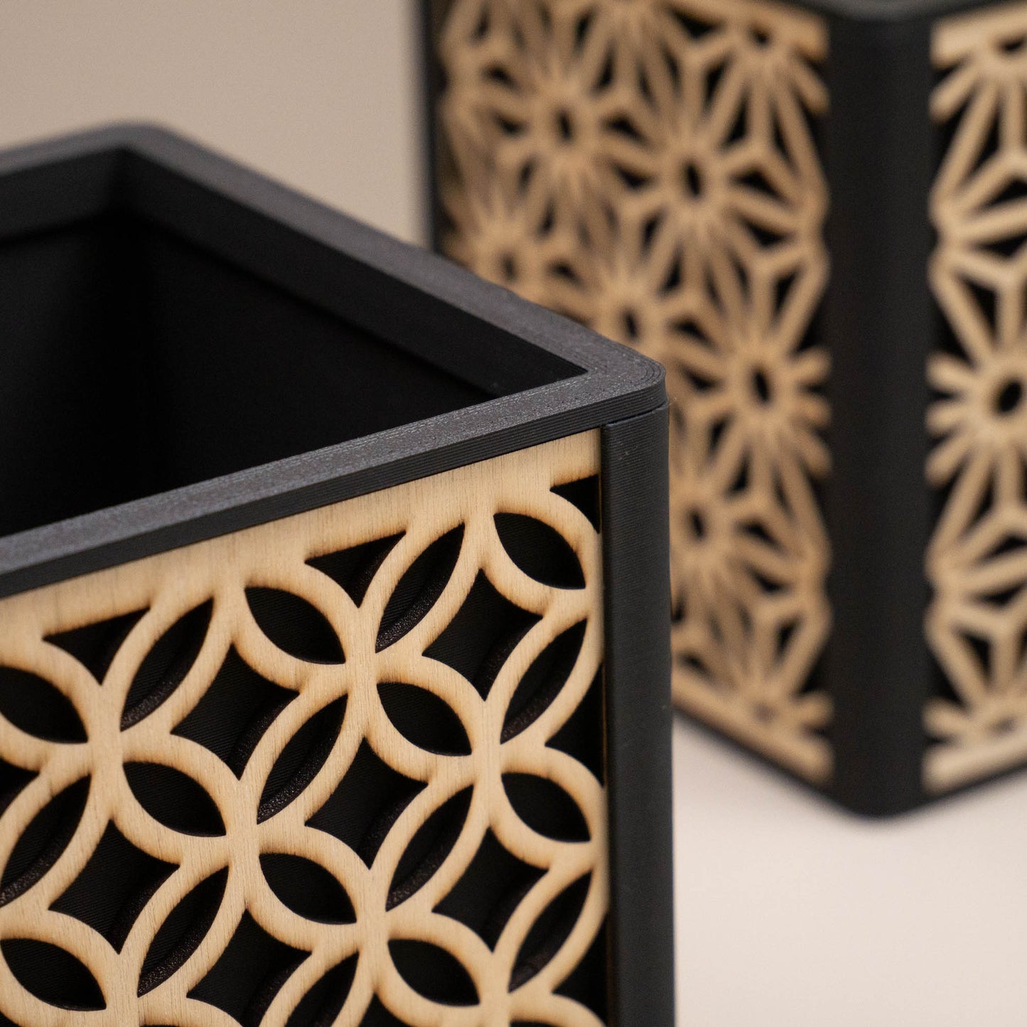 Geometric Wooden Desk Organiser, Decorative Home Storage
