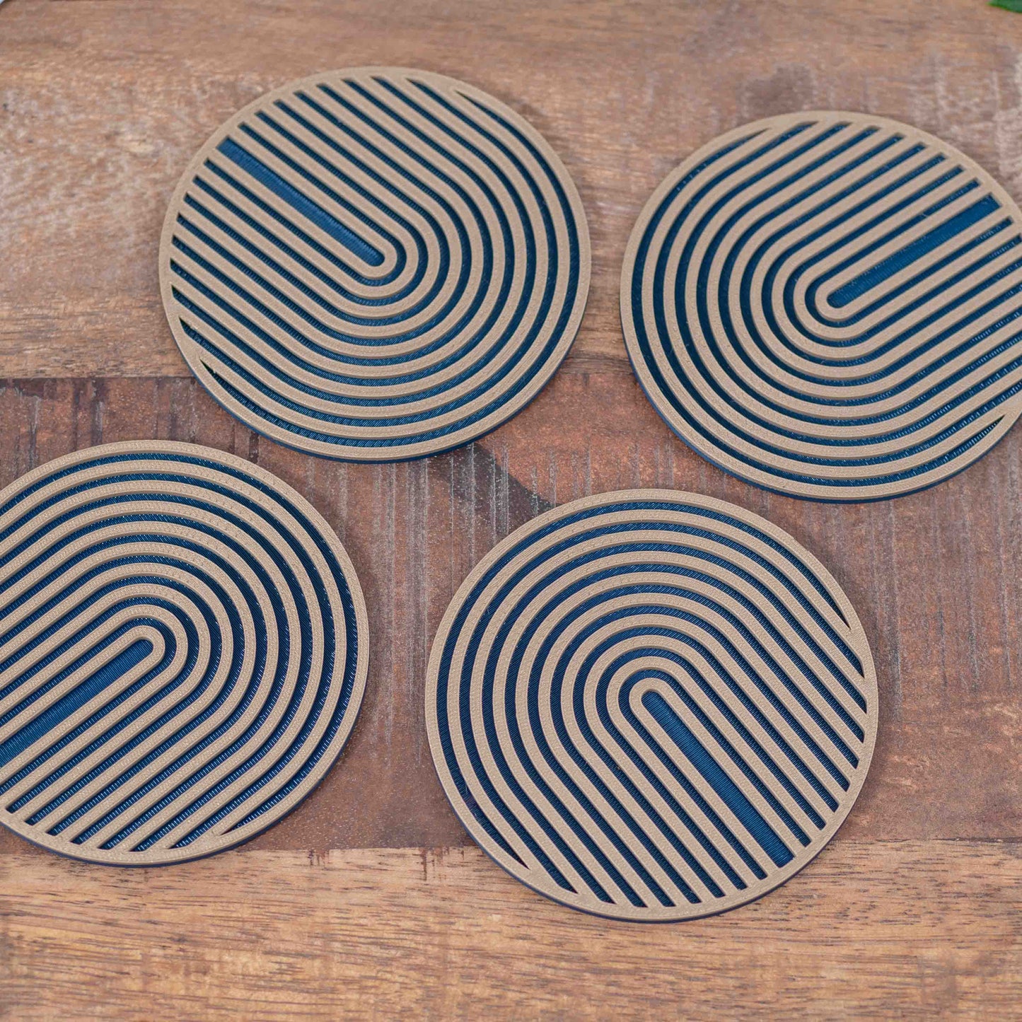 Circular Arch Coasters - 4 or 8 pack - Navy Blue/ Gold