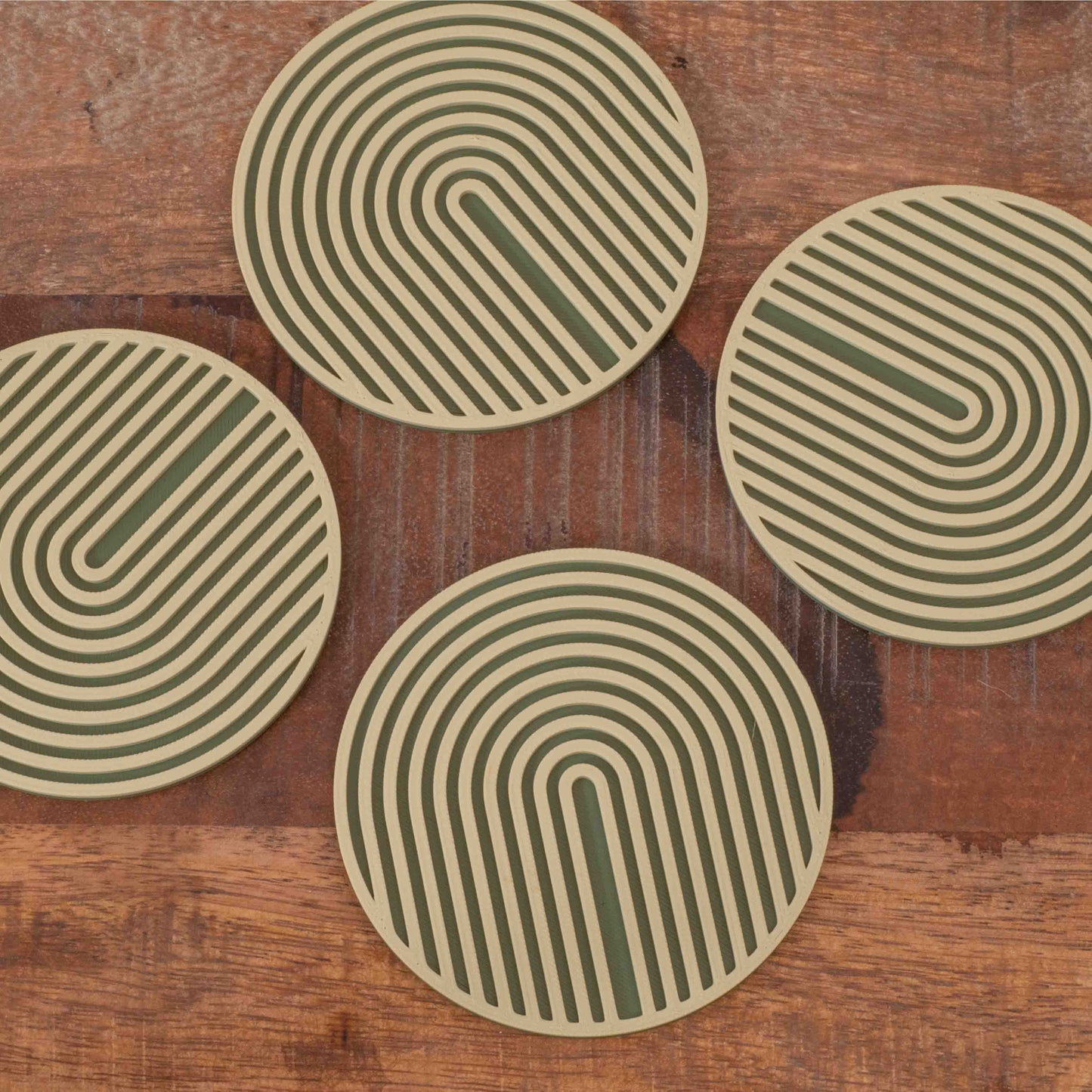 Circular Arch Coasters - 4 or 8 pack - Olive Green