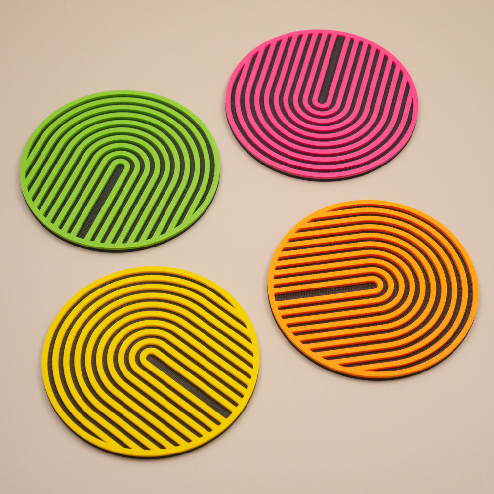Hot Pink Coasters Retro Arch Design