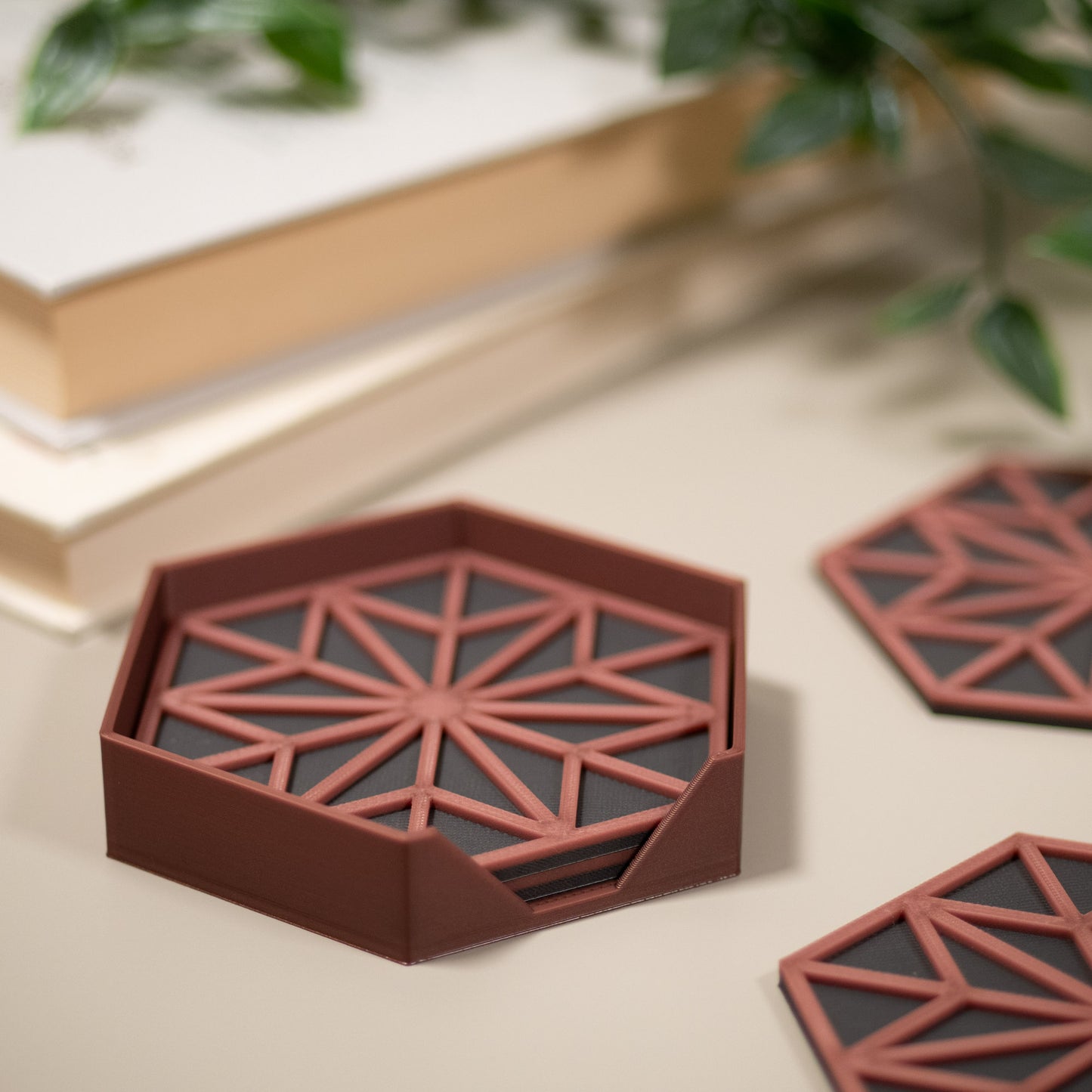 Copper Hexagonal Coasters - 4 or 8 pack - Copper/ Gunmetal Grey