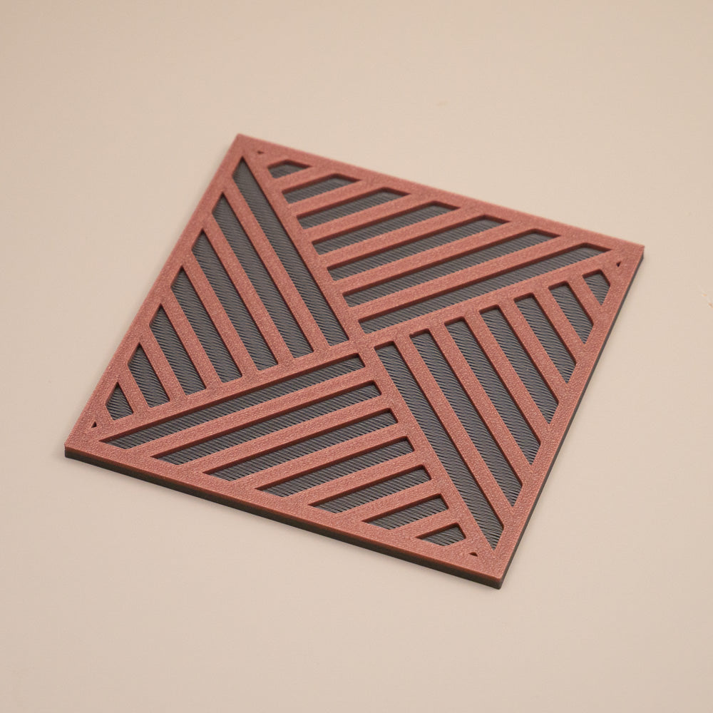 Copper Gunmetal Grey Geometric Coasters Stripe Pattern