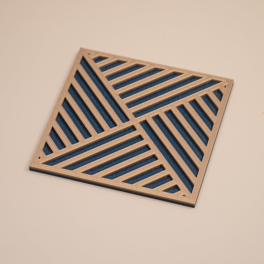 Navy & Gold Geometric Coasters Stripe Pattern