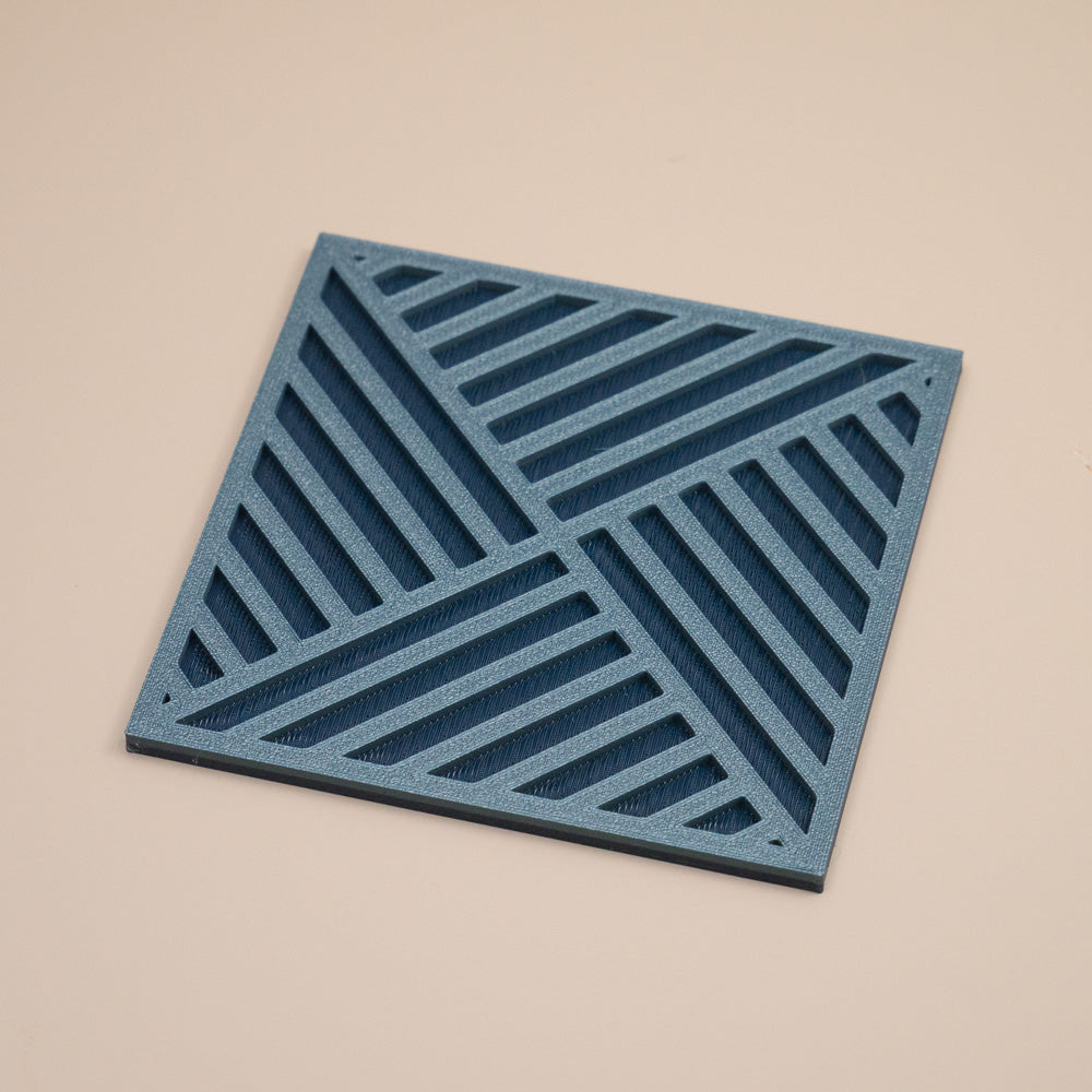 Teal Blue Geometric Coasters Diagonal Stripe Pattern