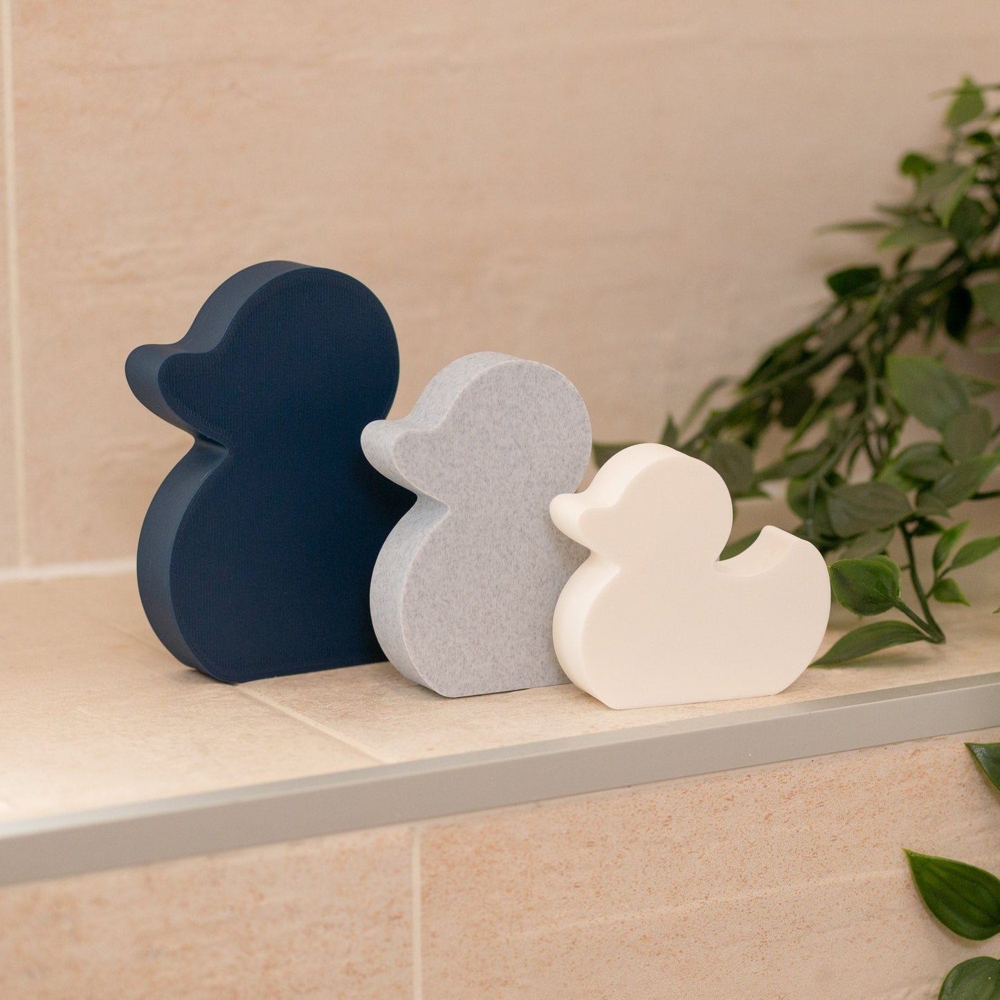 Freestanding Ducks - Olive Green, Grey, White - Bathroom Ornaments - Set of 3 - Vantage 3D Prints