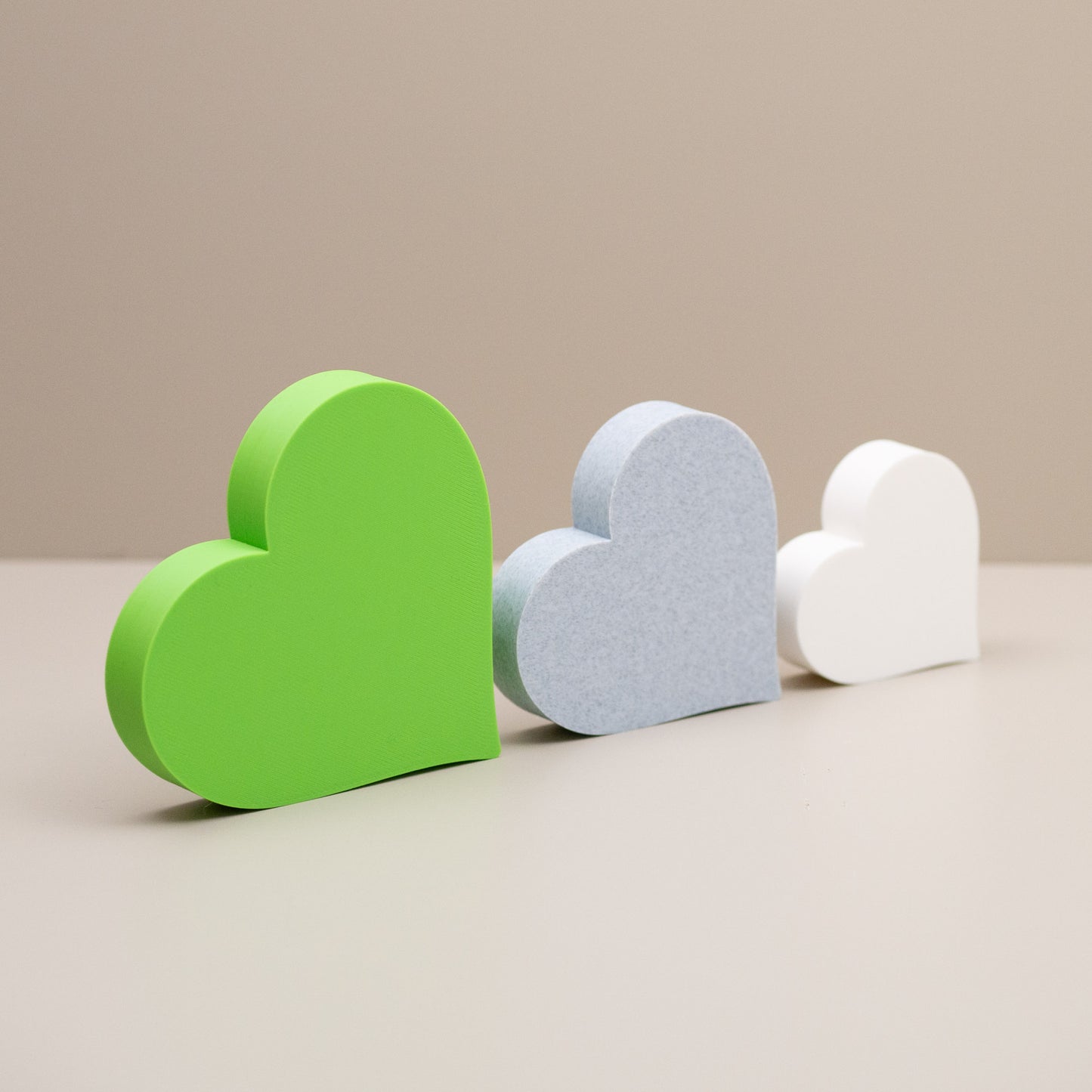 Love Heart Ornaments - Set of of 3 - Lime Green, Stone and White