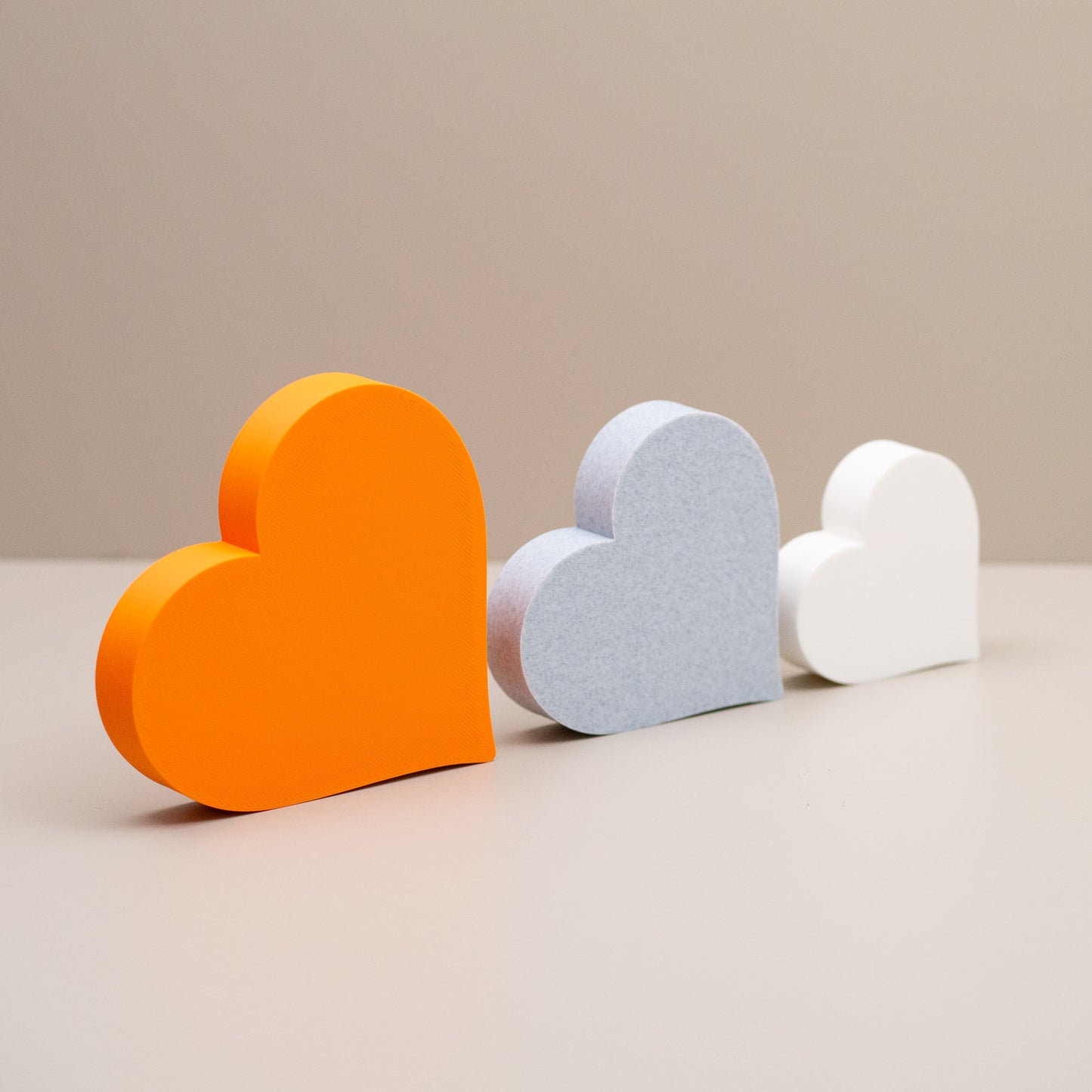 Love Heart Ornaments - Set of of 3 - Orange, Stone and White