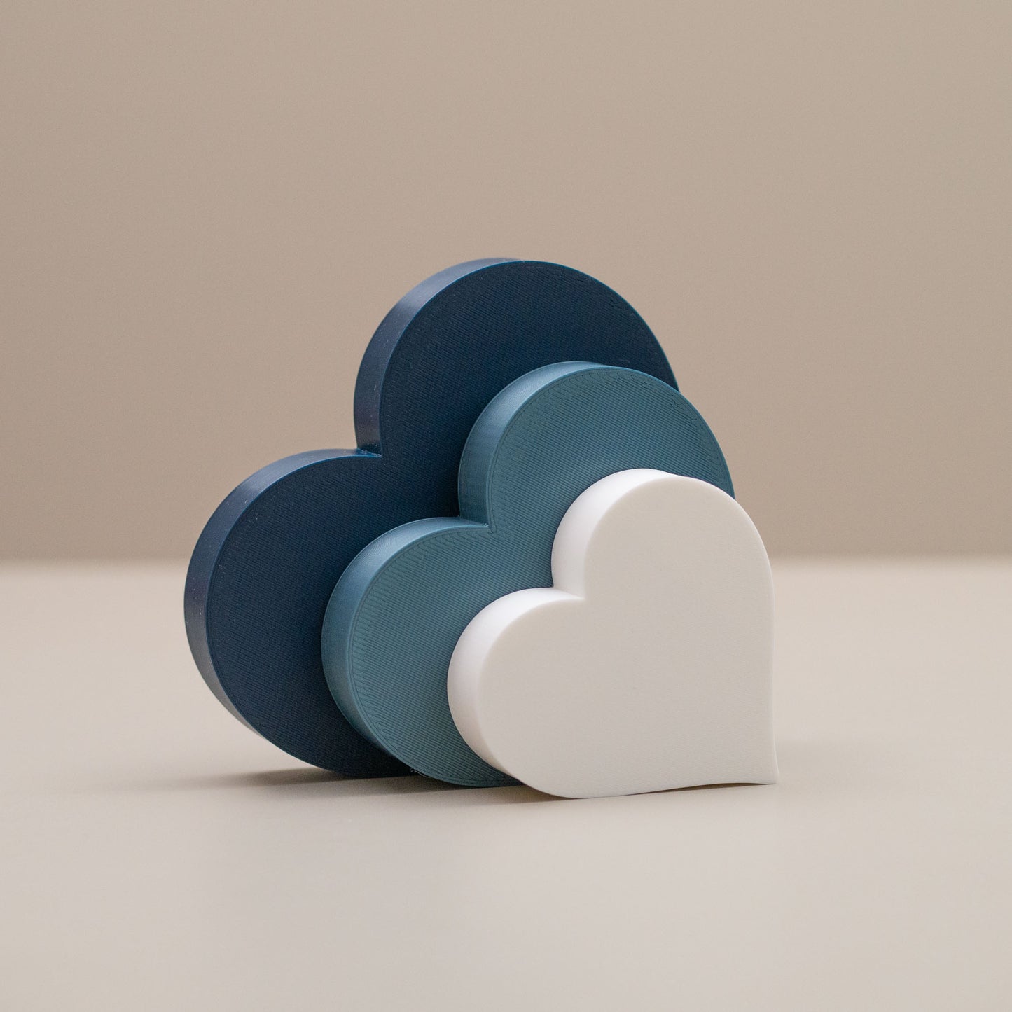 Love Heart Ornaments - Set of of 3 - Navy, Kingfisher Blue and White