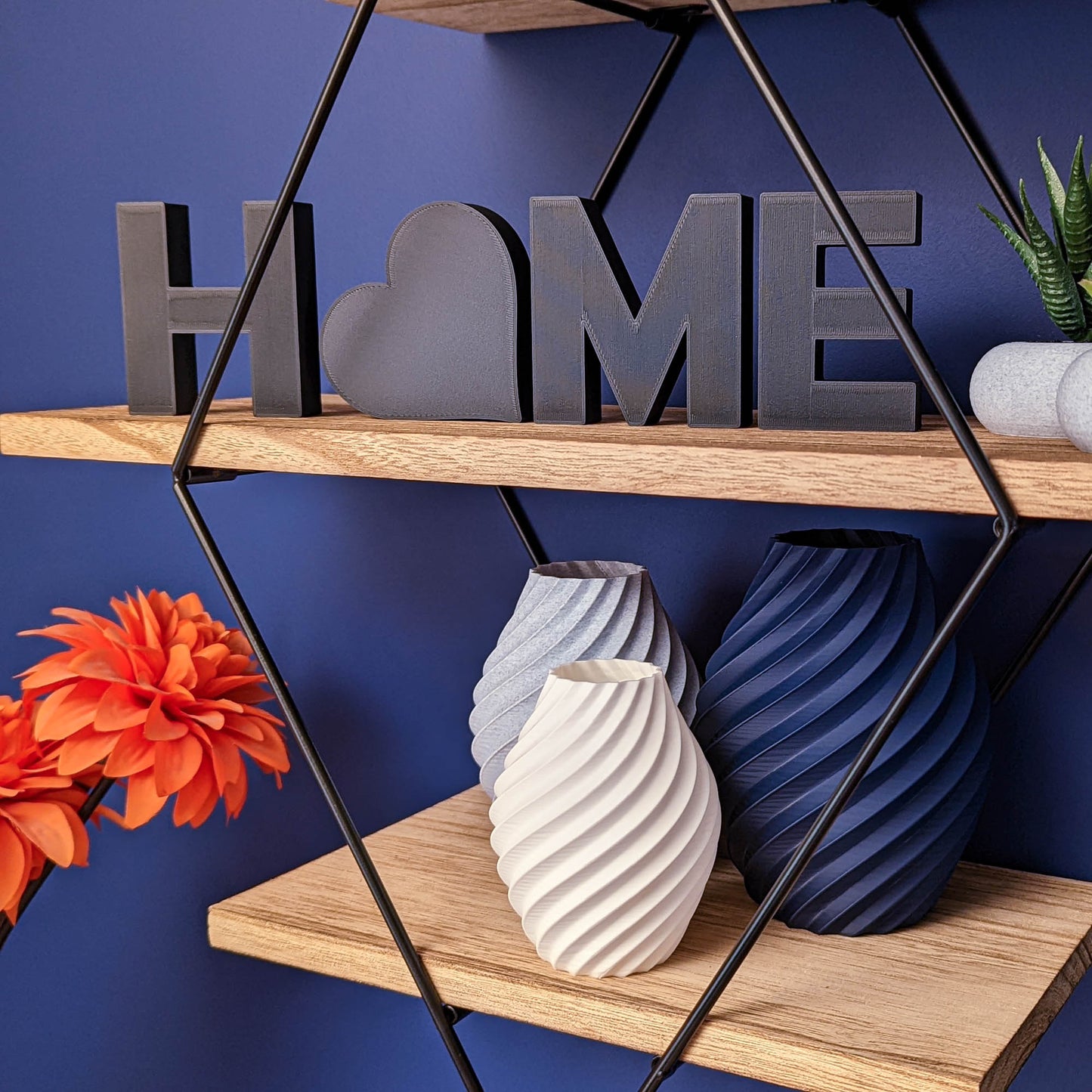 Home Decorative Letter Ornament With Love Heart - Black, White, Navy or Stone - Vantage 3D Prints