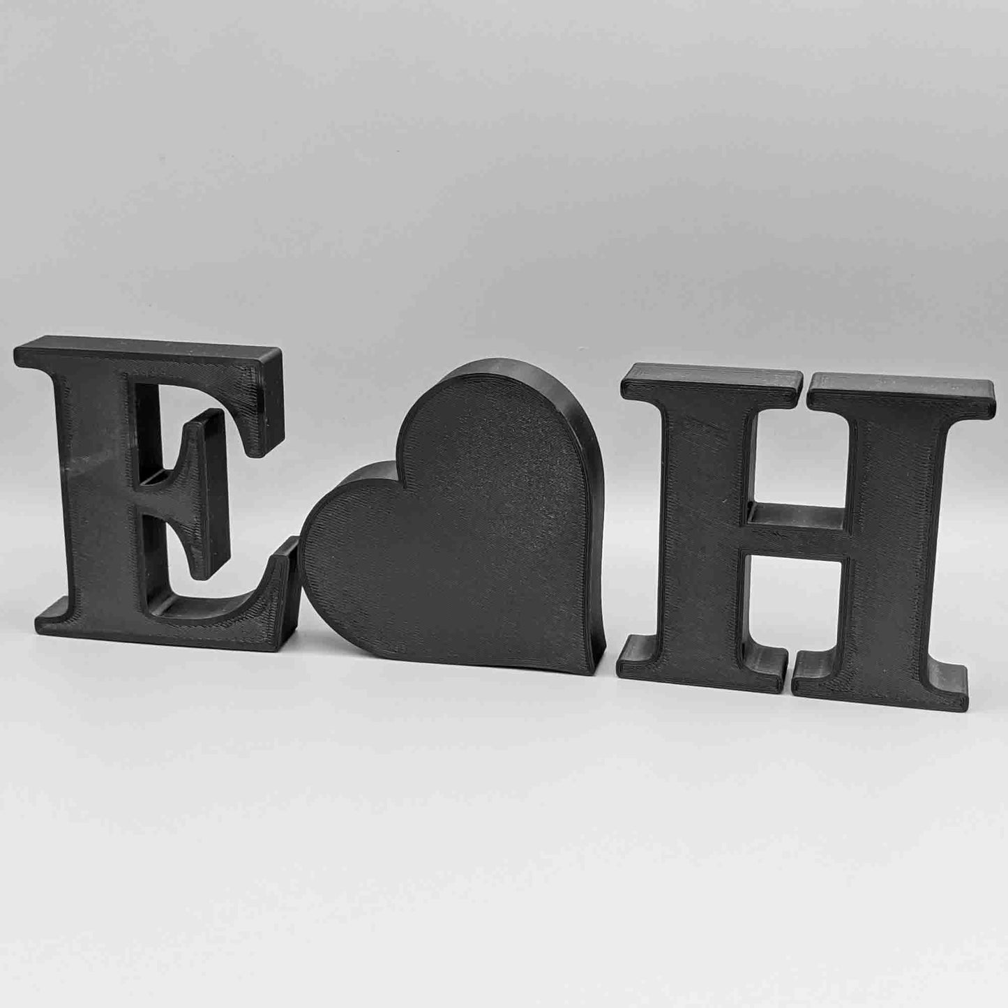 Personalised Decorative Letters Initials Ornament with Heart - Serif Font - Vantage 3D Prints