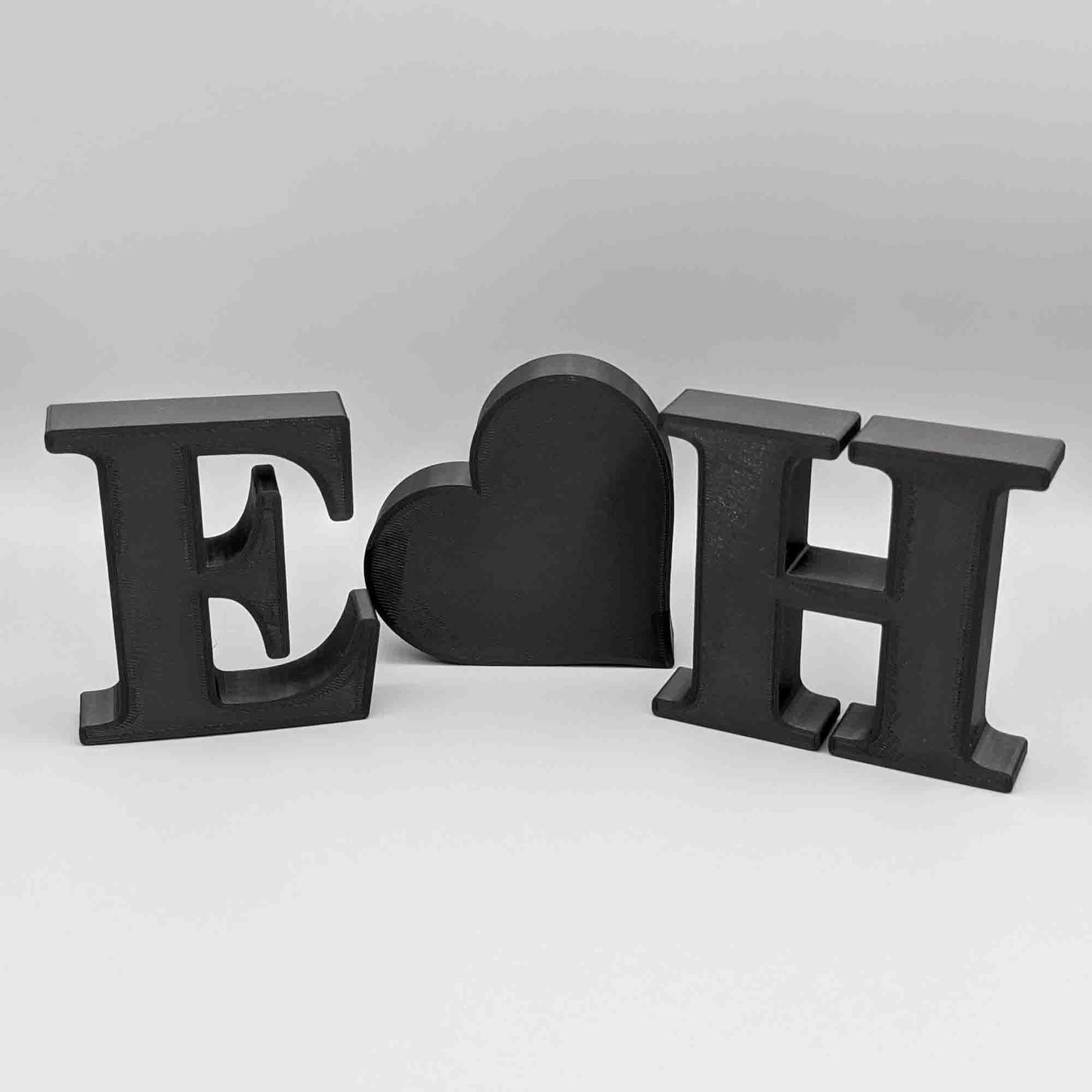 Personalised Decorative Letters Initials Ornament with Heart - Serif Font - Vantage 3D Prints
