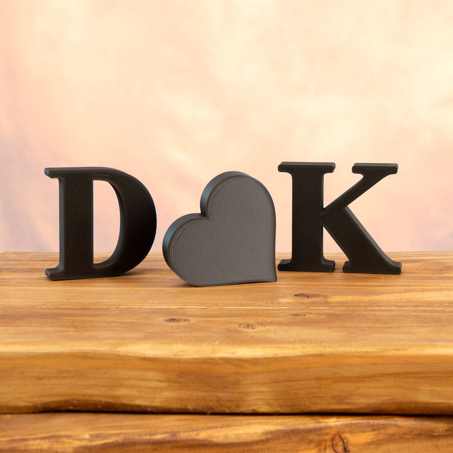 Personalised Decorative Letters Initials Ornament with Heart - Serif Font - Vantage 3D Prints