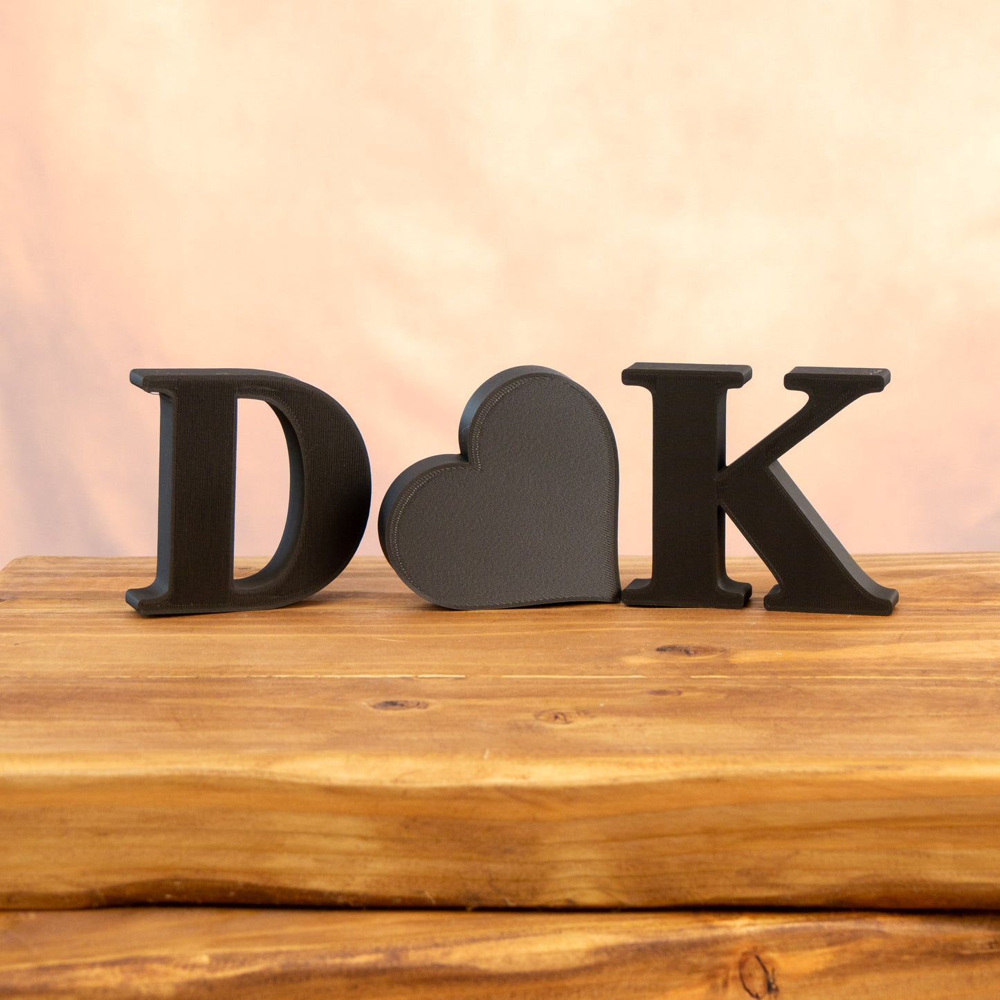 Personalised Decorative Letters Initials Ornament with Heart - Serif Font - Vantage 3D Prints