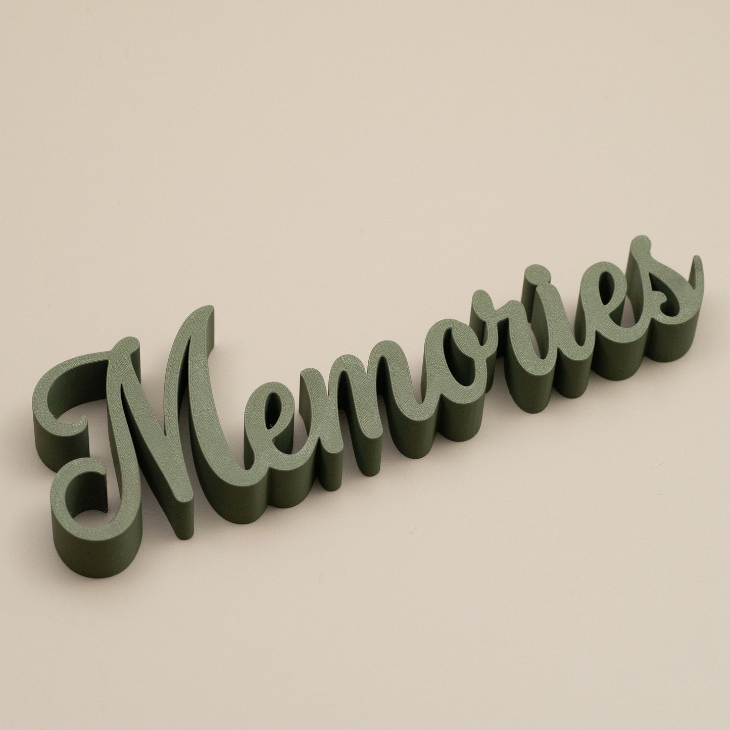 Memories Word Ornament – Freestanding Cursive Decor for Shelf, Mantel or Living Room Display