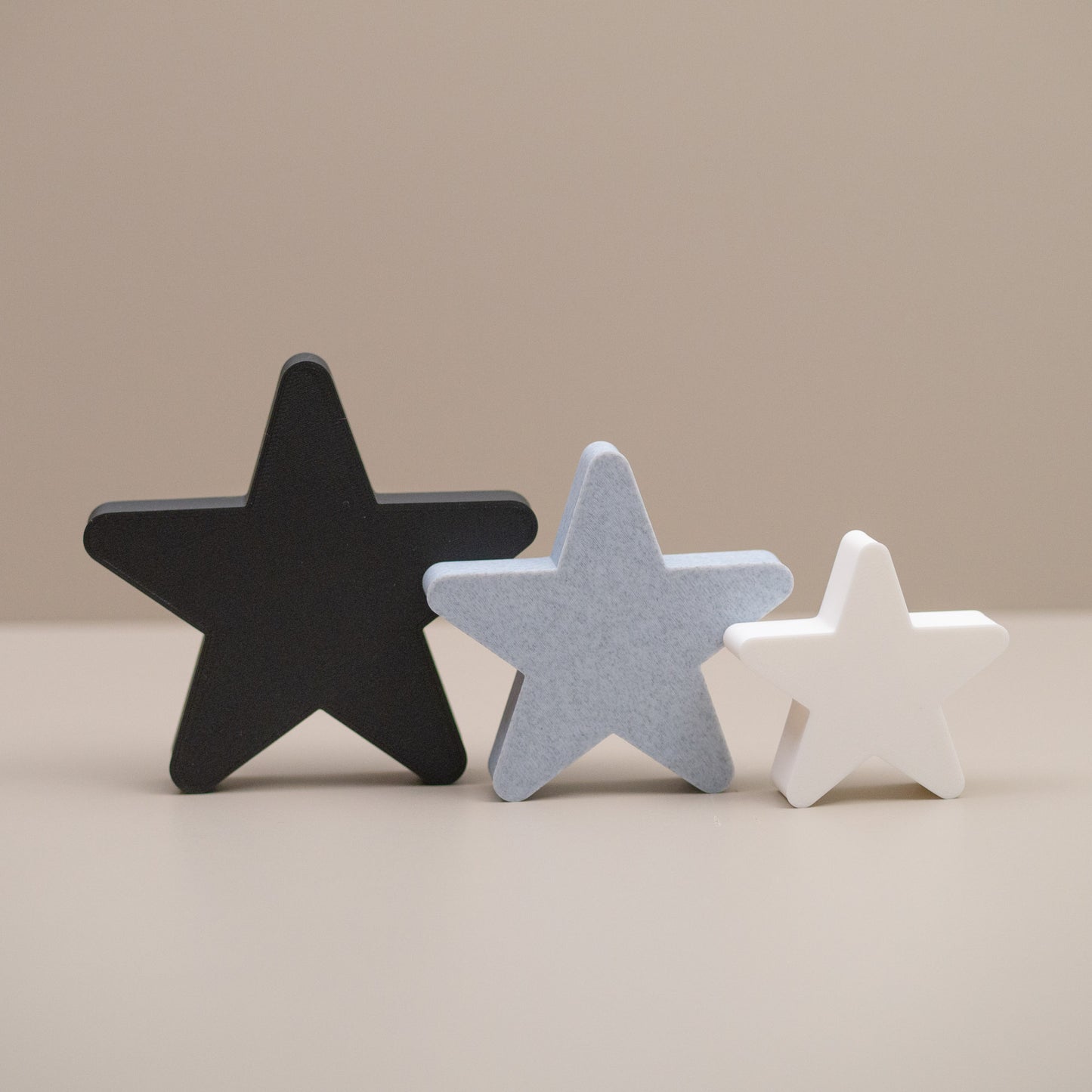 Star Ornaments - Black, Stone and White - Set of 3 Stars