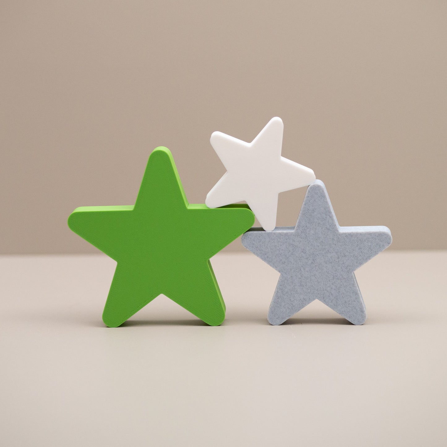 Star Ornaments - Lime Green, Stone and White - Set of 3 Stars