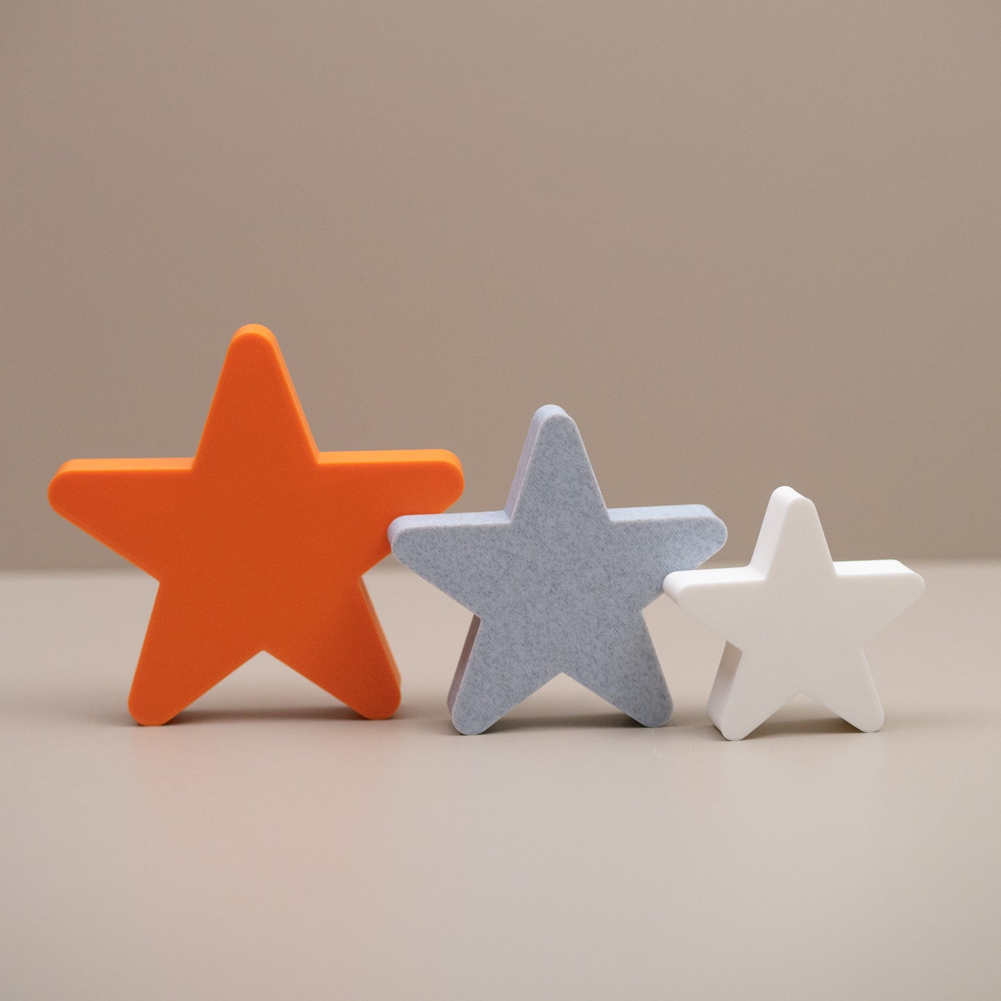 Star Ornaments - Orange, Stone and White - Set of 3 Stars
