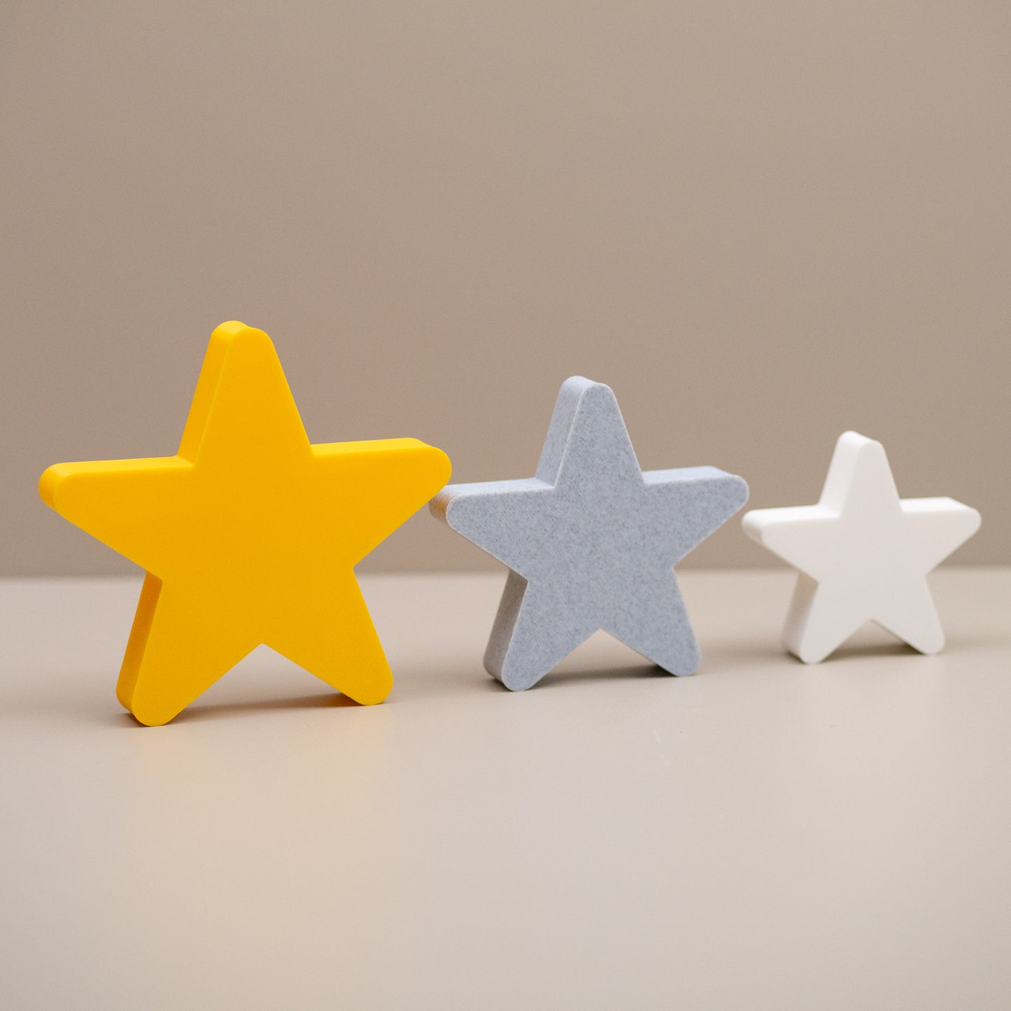 Star Ornaments - Yellow, Stone and White - Set of 3 Stars