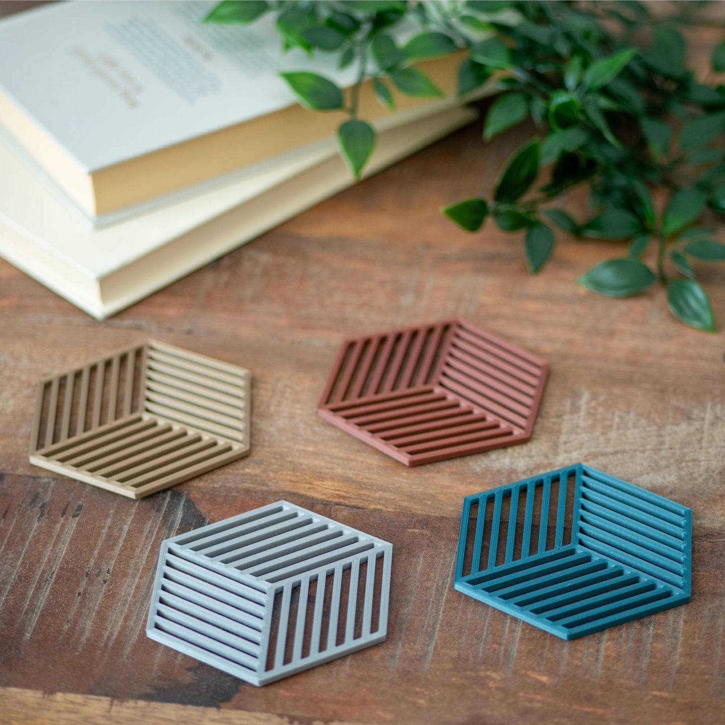 Silver Coloured - Geometric Cube Coasters - 4 or 8 Pack