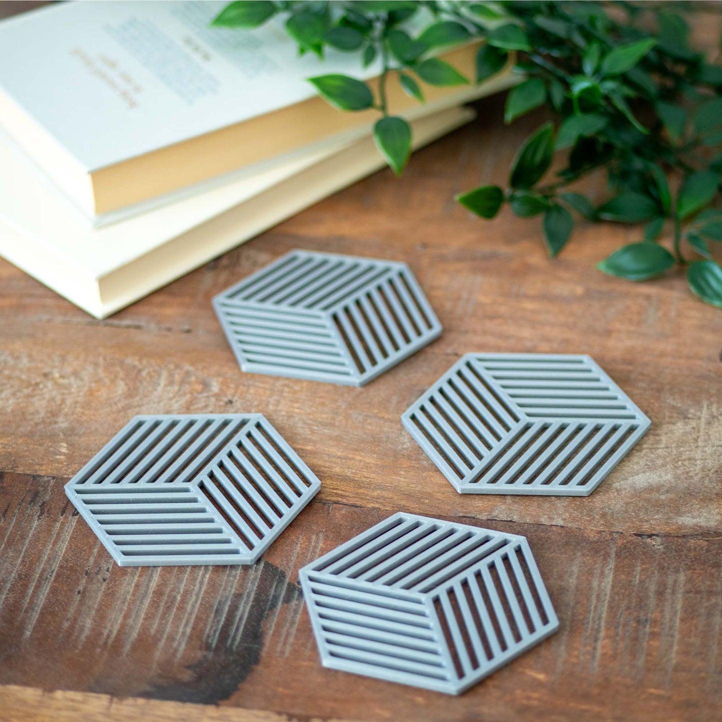 Silver Coloured - Geometric Cube Coasters - 4 or 8 Pack