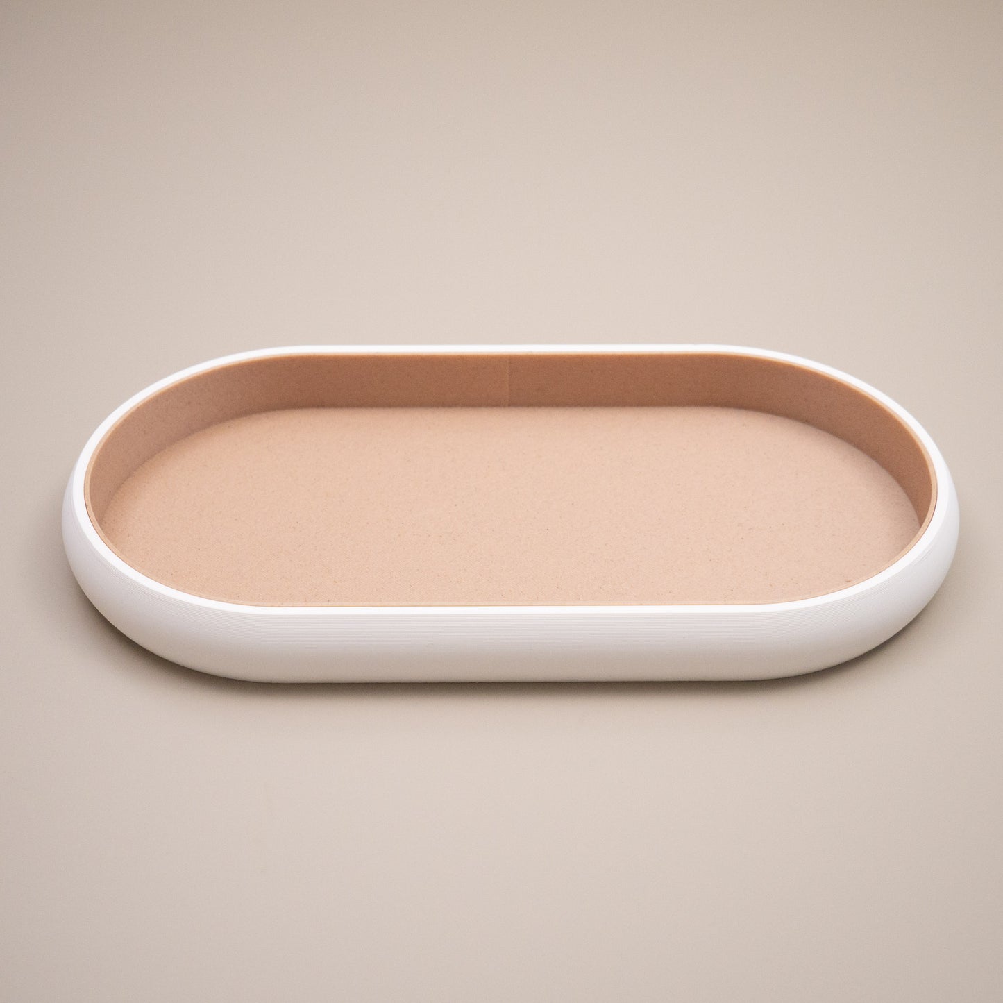 White & Wood Effect Oval Trinket Dish Catchall: Entryway Tidy Key Tray, Bedside Table Dish