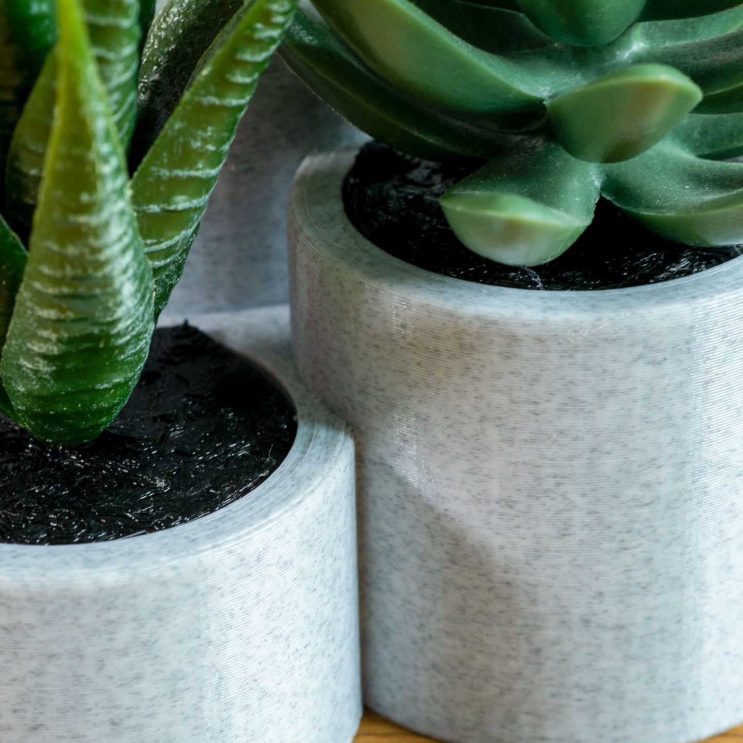 Artificial Succulent Triple Planter - Stone Effect Grey - Vantage 3D Prints