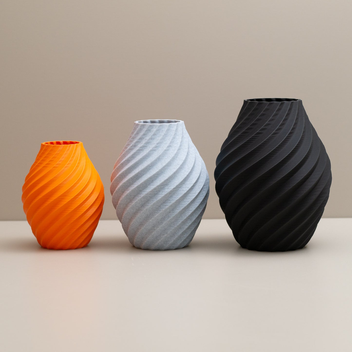 Black, Stone Effect Grey and Orange Swirl Decorative Ornament