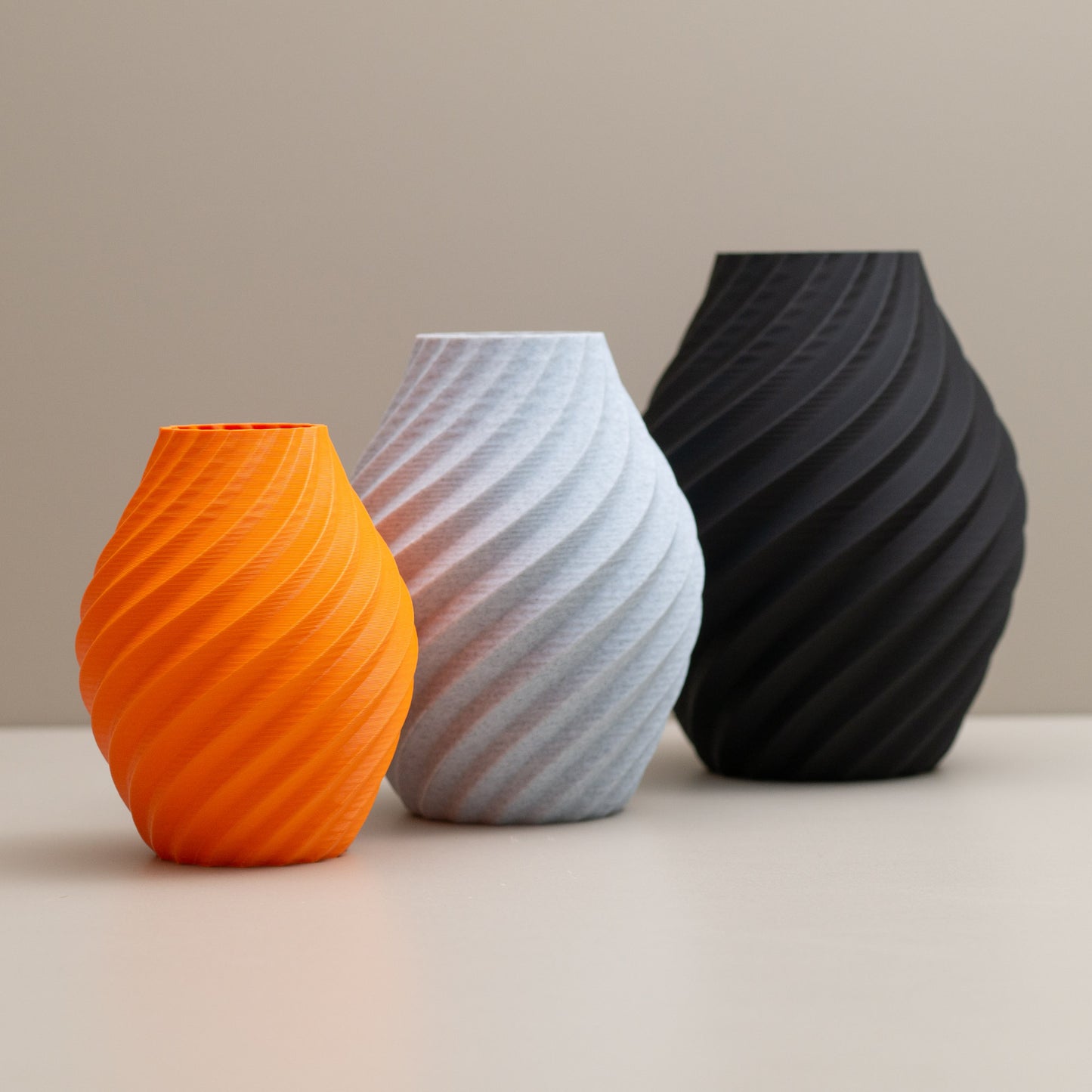 Black, Stone Effect Grey and Orange Swirl Decorative Ornament