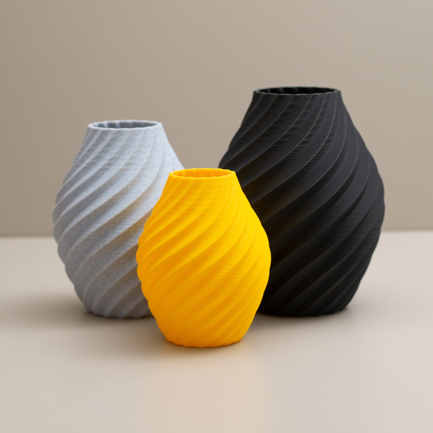 Black, Stone Effect Grey and Yellow Swirl Decorative Ornament