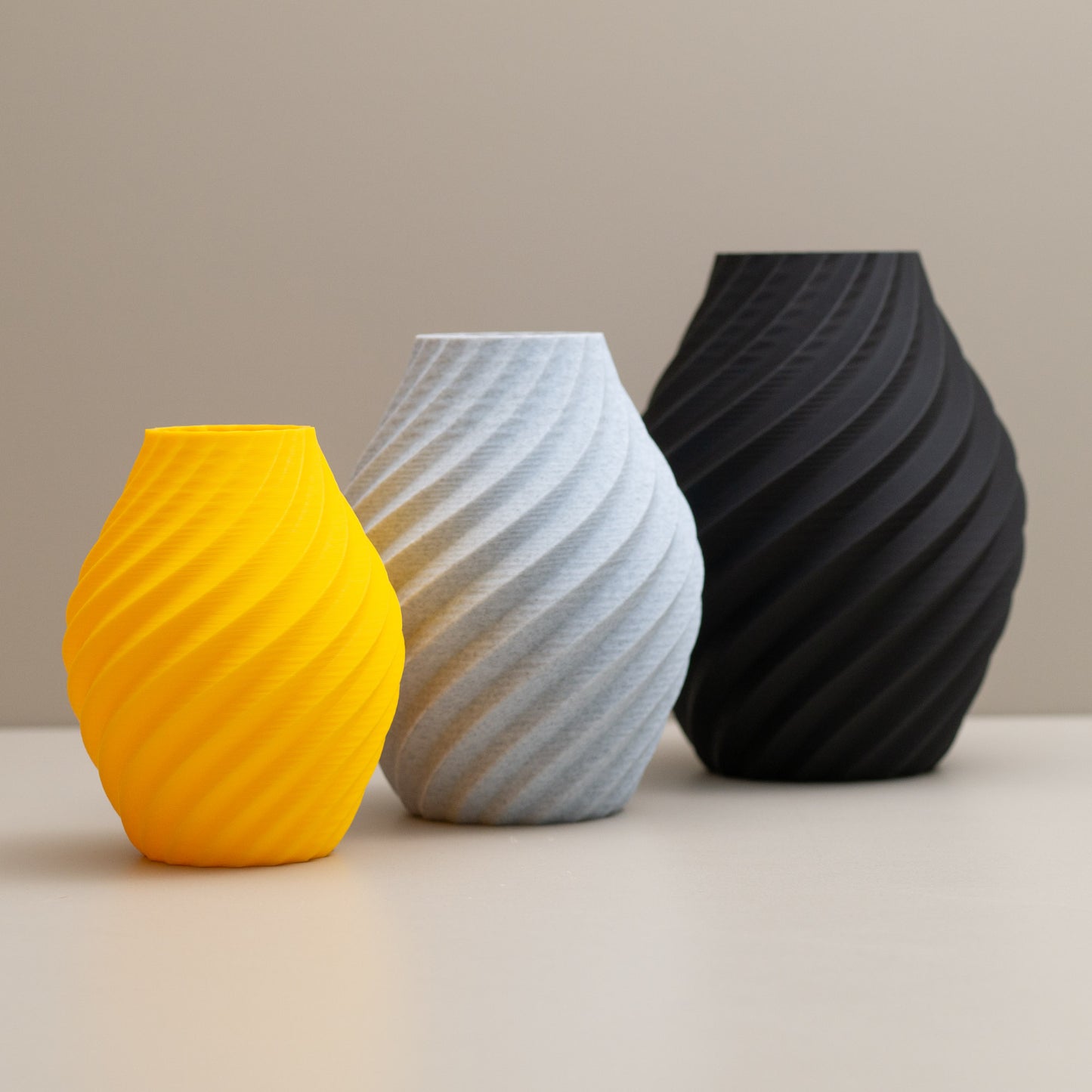 Black, Stone Effect Grey and Yellow Swirl Decorative Ornament