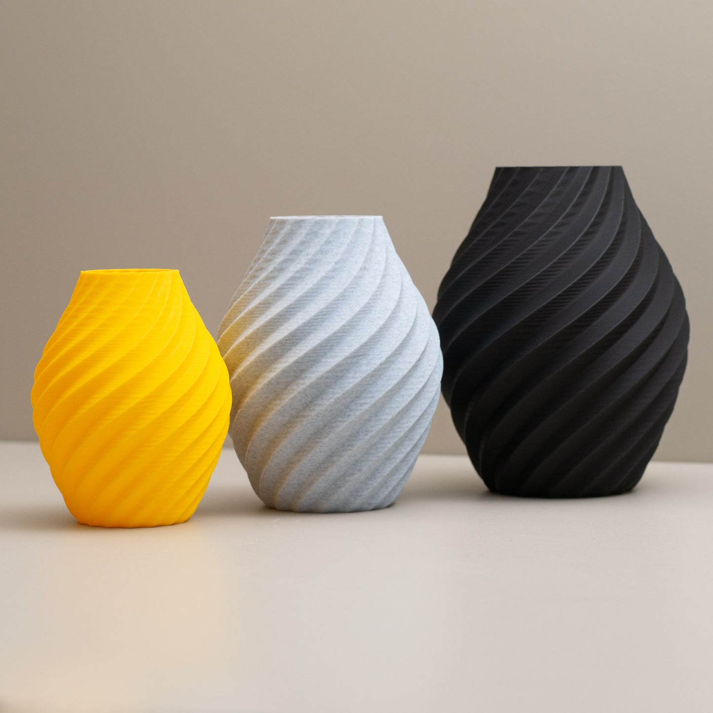 Black, Stone Effect Grey and Yellow Swirl Decorative Ornament