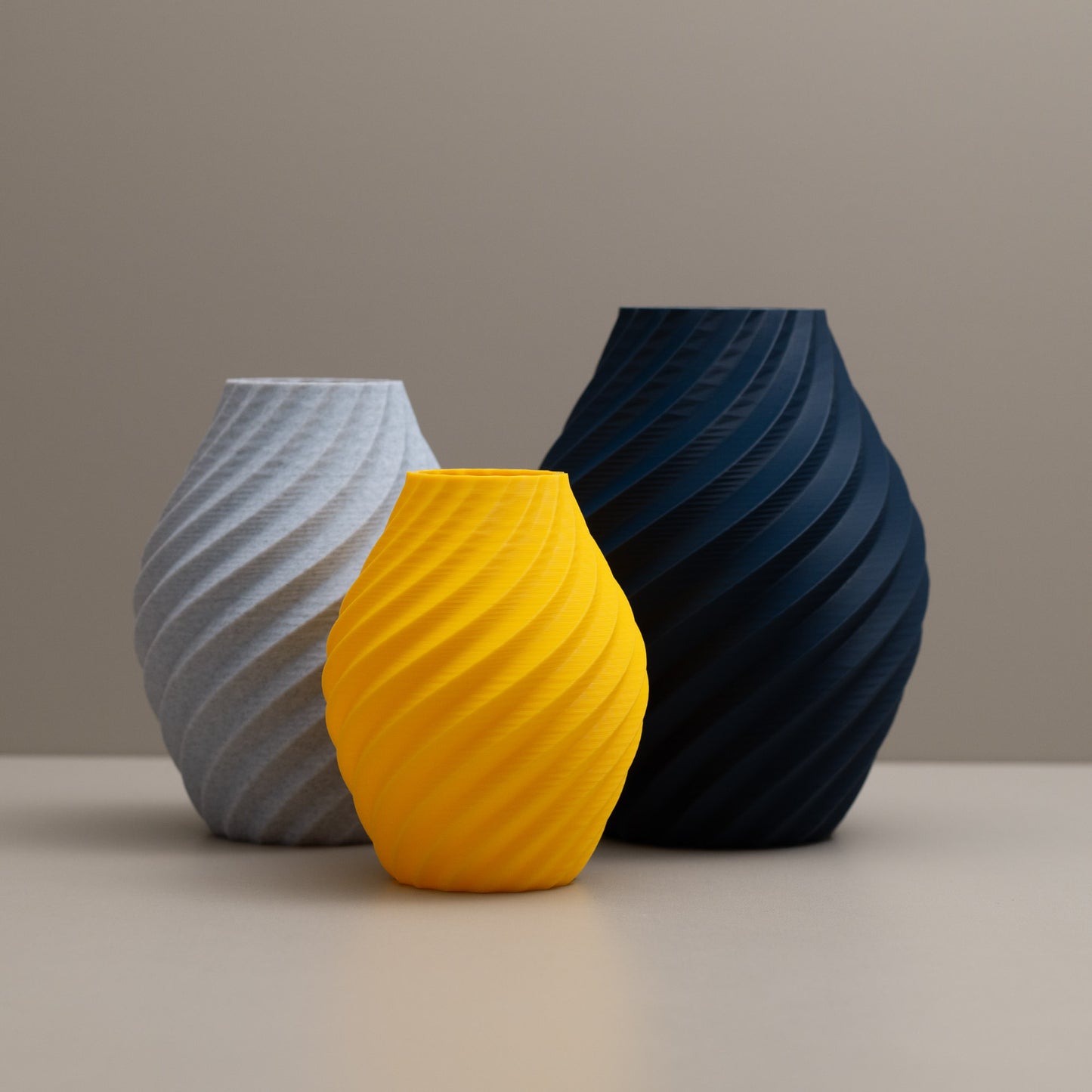 Navy, Stone Effect Grey and Yellow Swirl Decorative Ornament