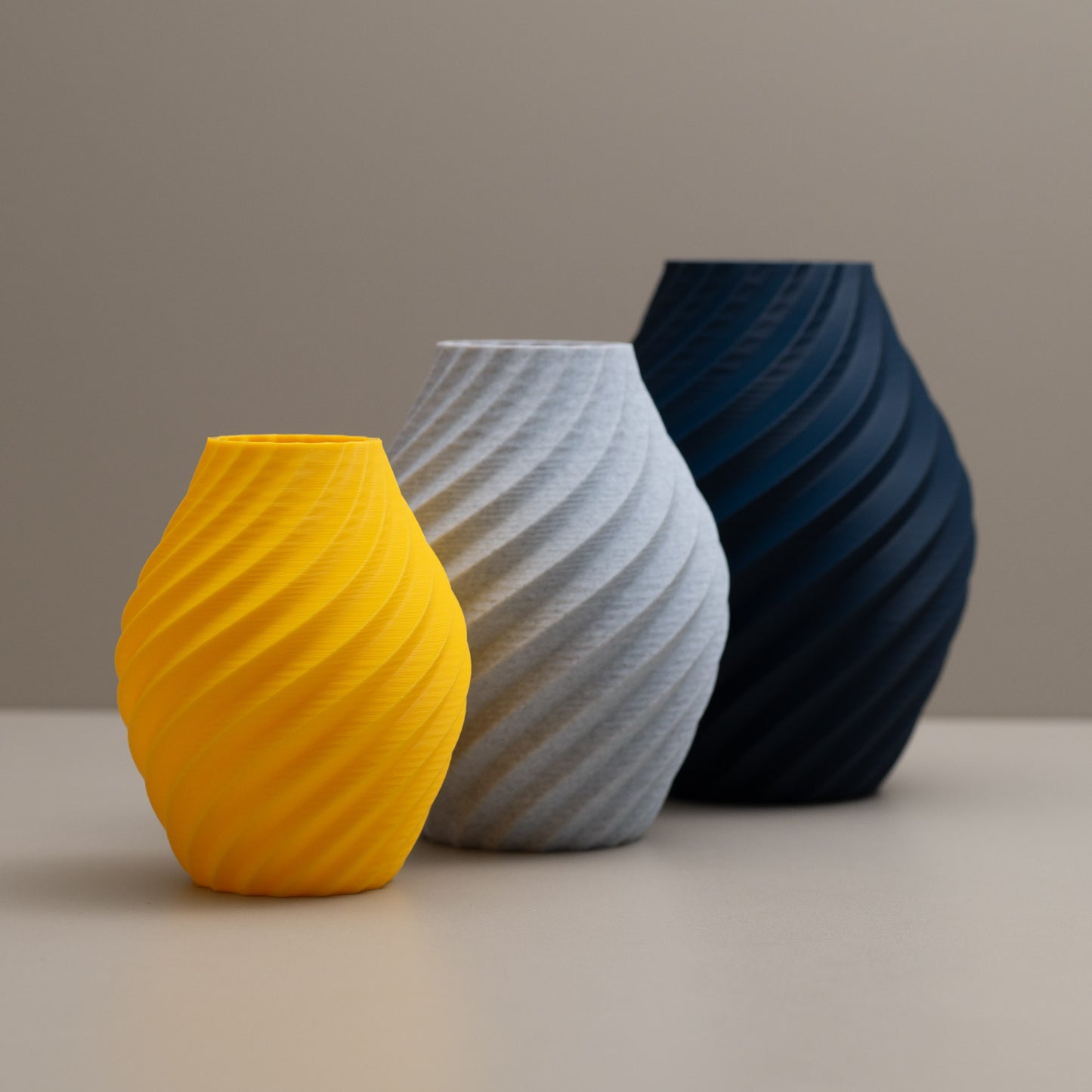 Navy, Stone Effect Grey and Yellow Swirl Decorative Ornament