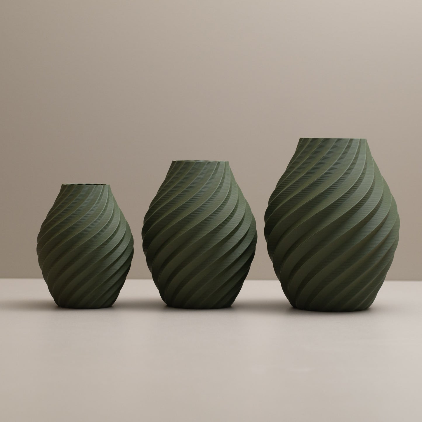 Olive Green Vase - Swirl Effect - Decorative 3D Print Ornament