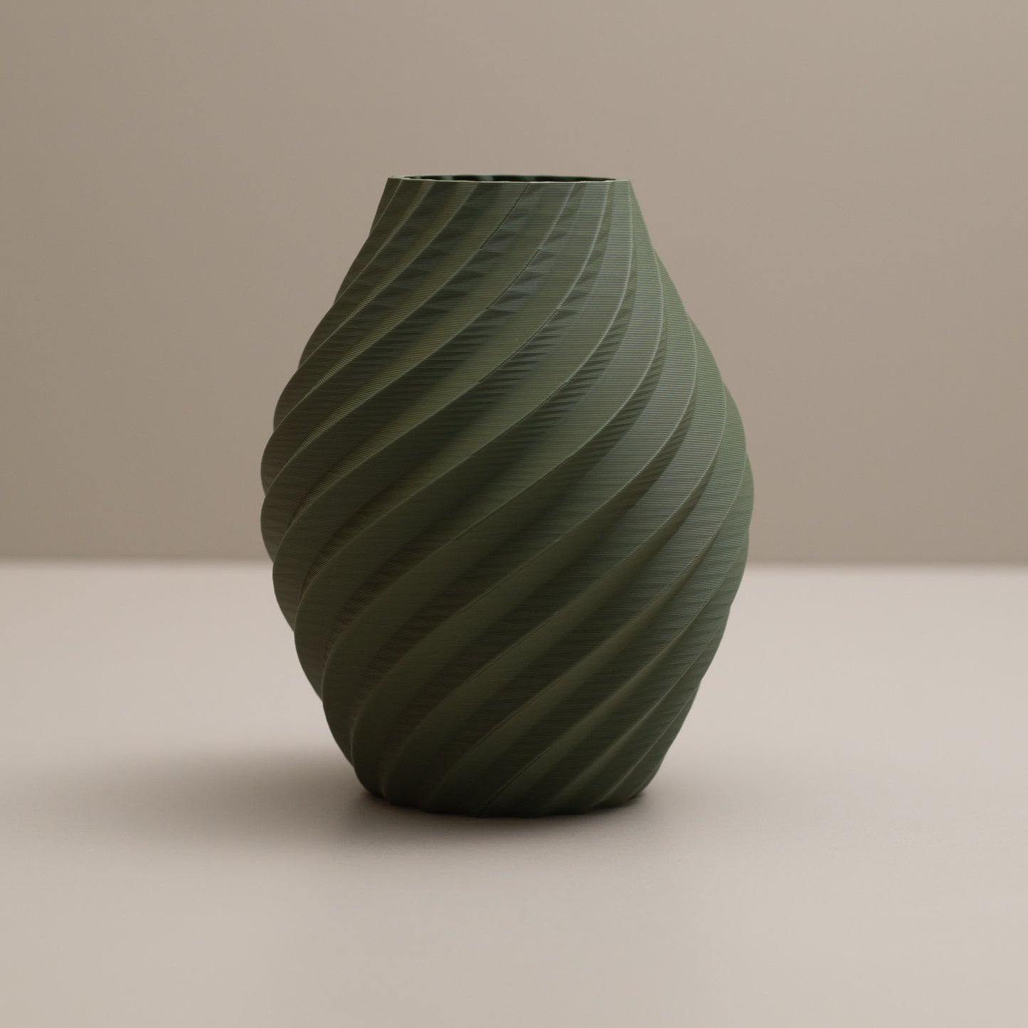 Olive Green Vase - Swirl Effect - Decorative 3D Print Ornament