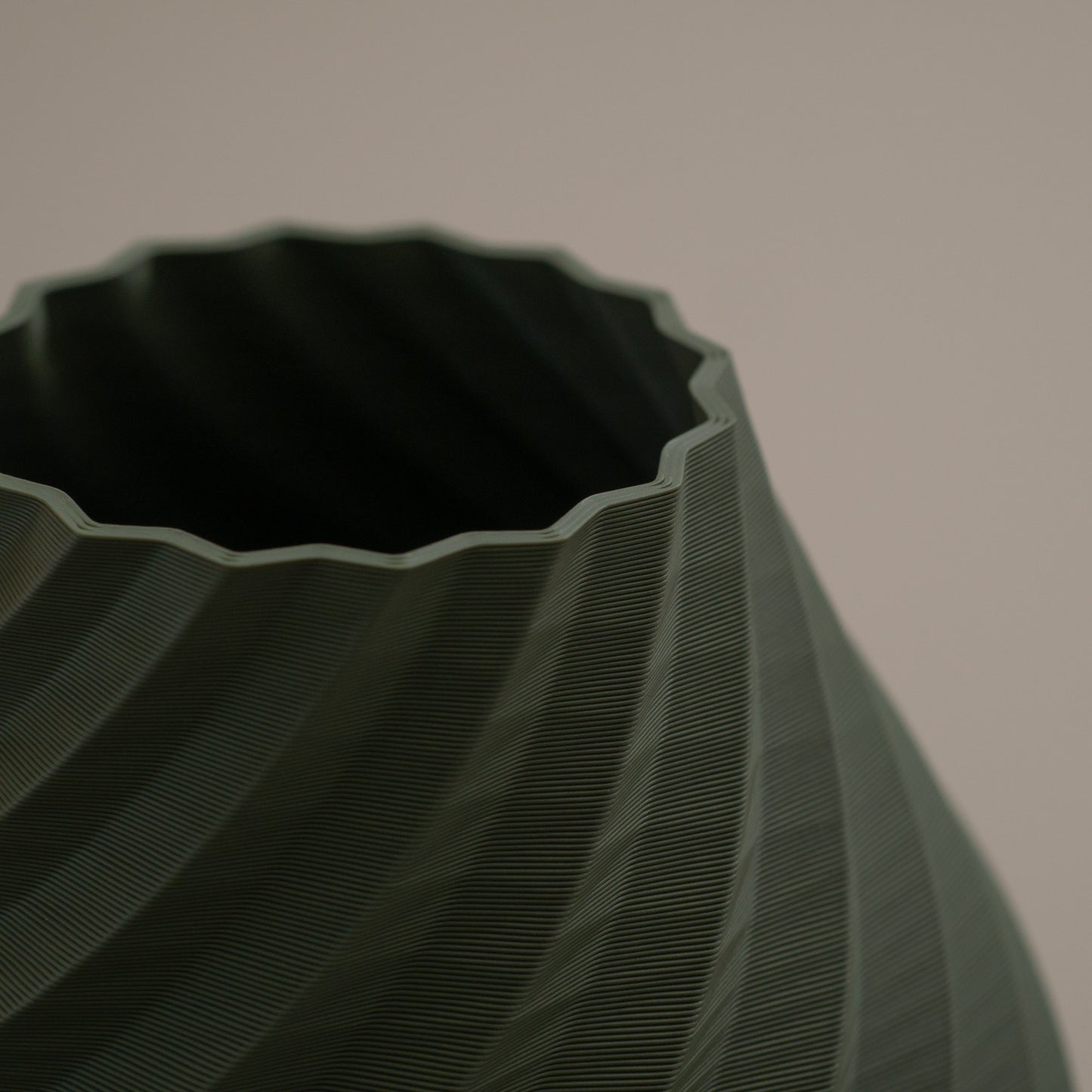 Olive Green Vase - Swirl Effect - Decorative 3D Print Ornament