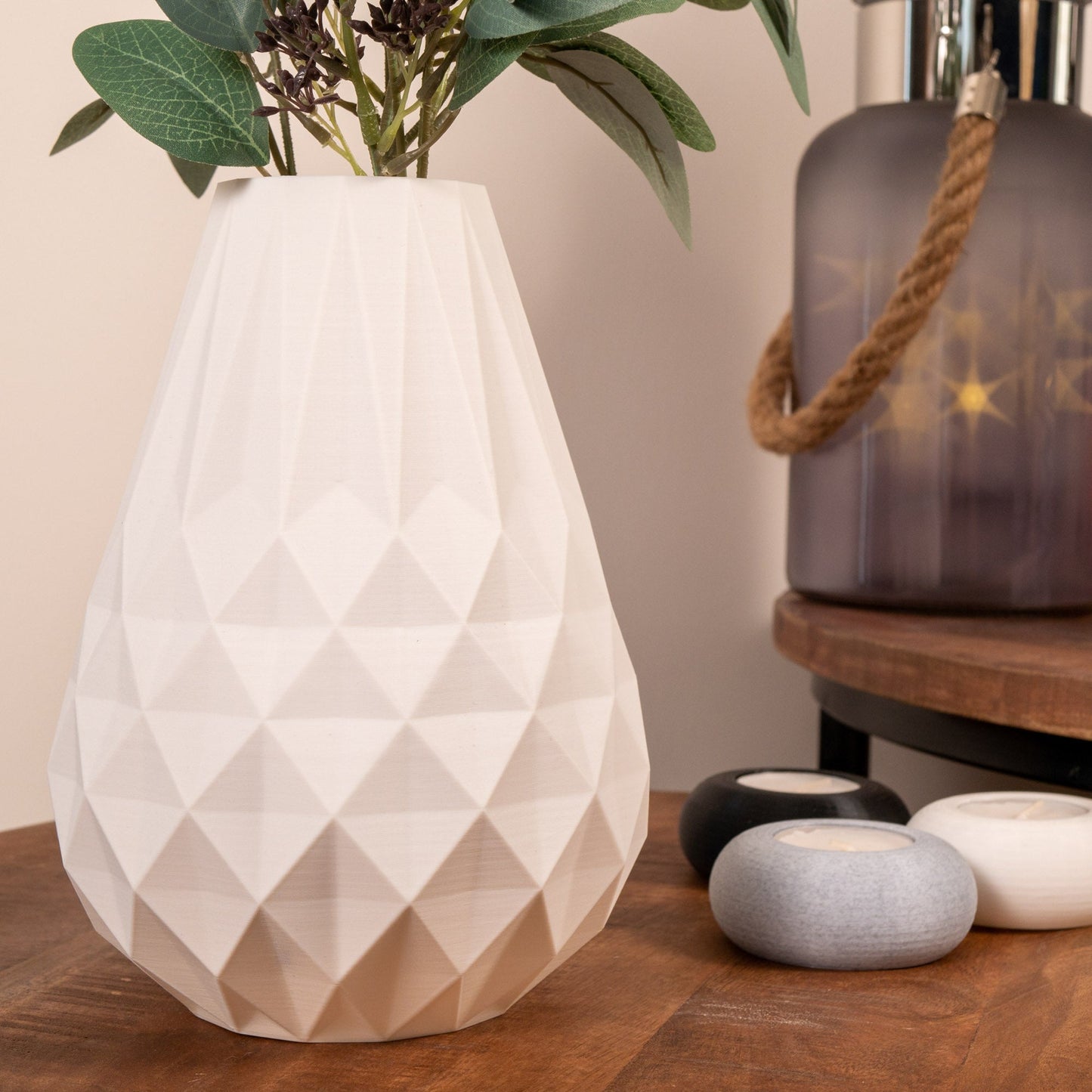 Diamond Decorative Vase Ornament - Stone Effect Grey - Vantage 3D Prints