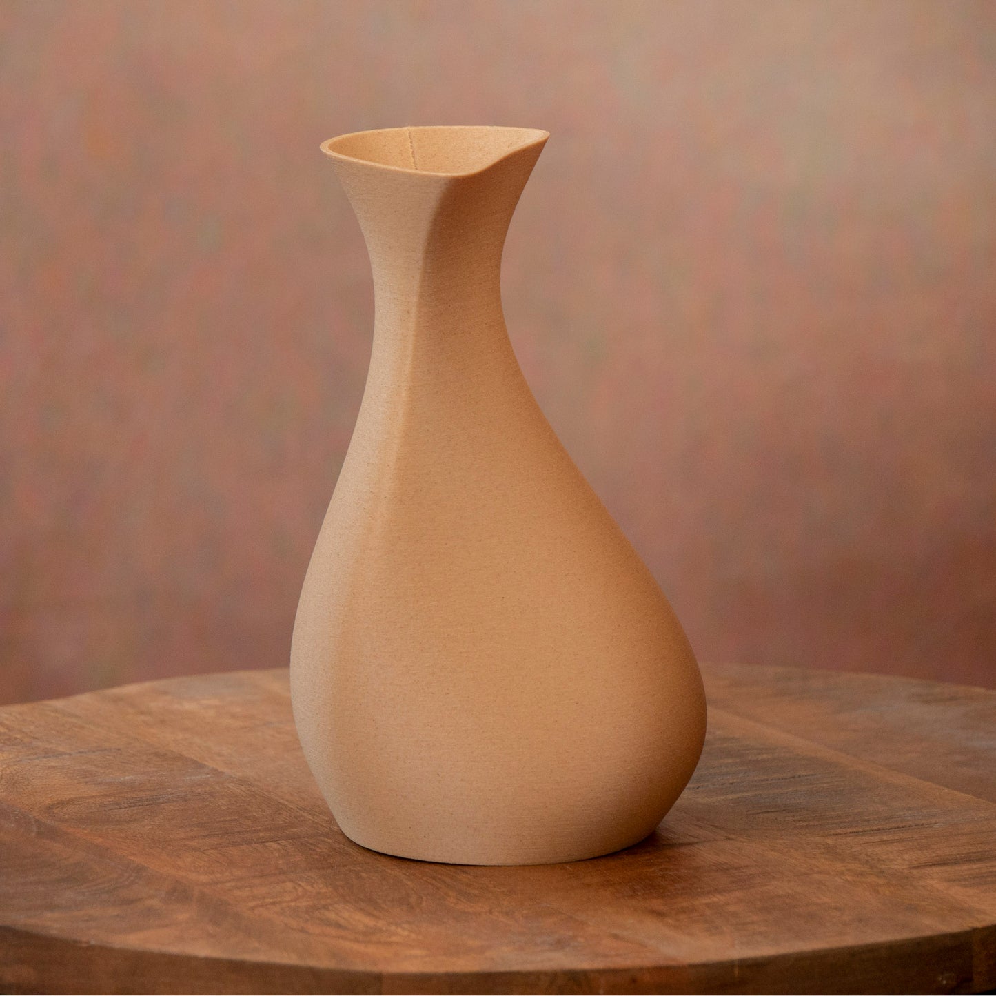 Asymmetric Vase for Artificial Flowers - Wood Effect Brown - Lightweight eco friendly thermoplastic ornament - Home Decor - Vantage 3D Prints
