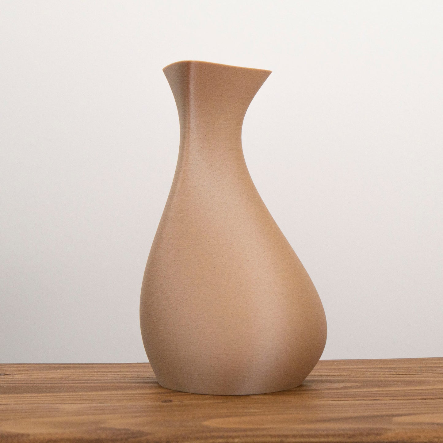 Asymmetric Vase for Artificial Flowers - Wood Effect Brown - Lightweight eco friendly thermoplastic ornament - Home Decor - Vantage 3D Prints