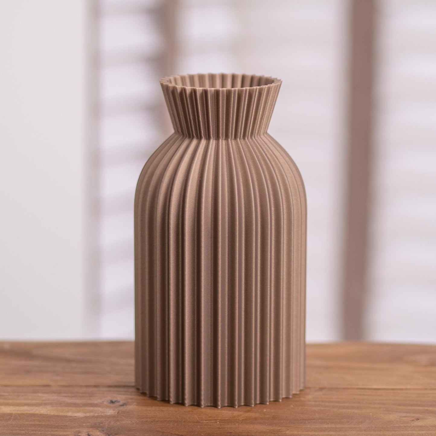 Tall Vase Decorative Ornament Beige & Gold I Ripple Pattern I Neutral Colours