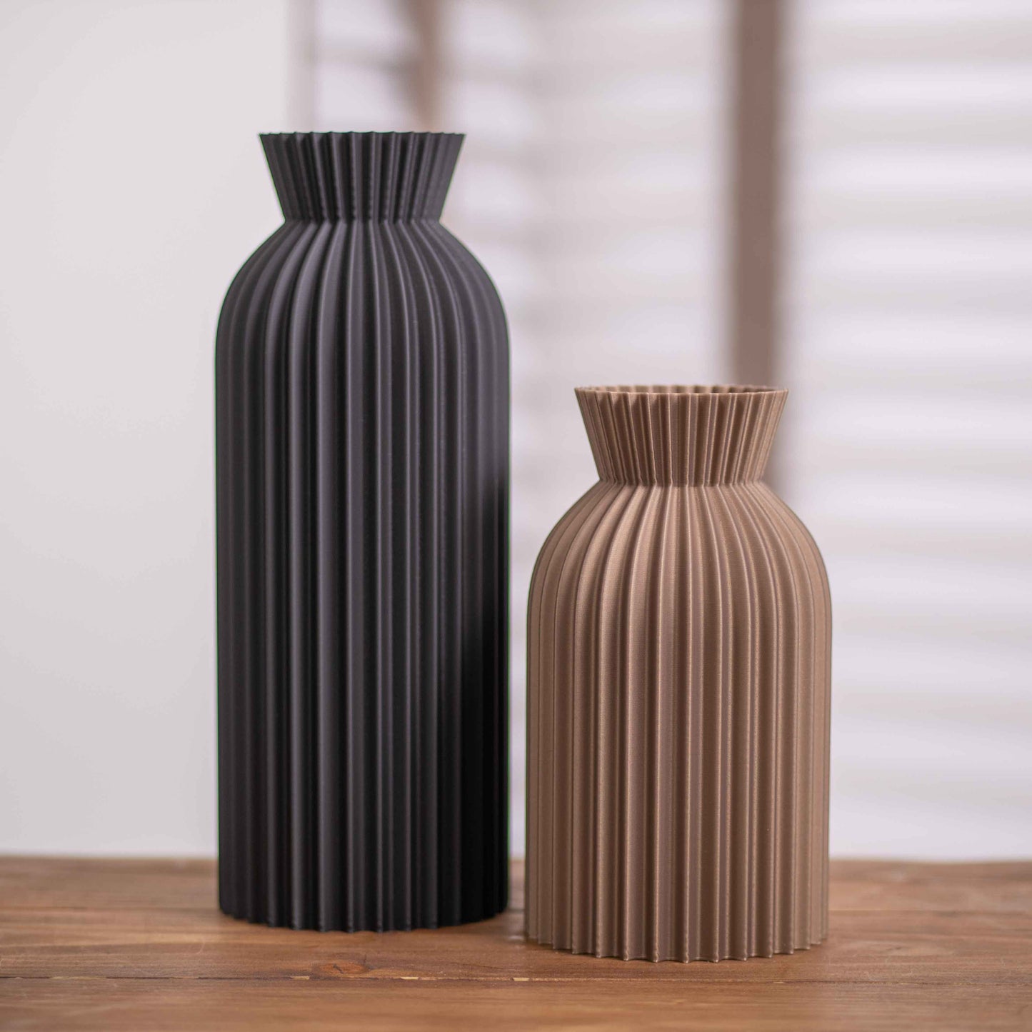 Tall Vase Decorative Ornament Black & Gold - Ripple Pattern