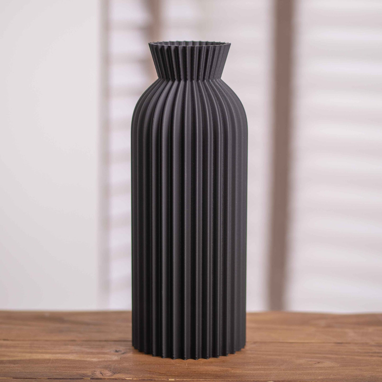 Tall Vase Decorative Ornament Black & Gold - Ripple Pattern