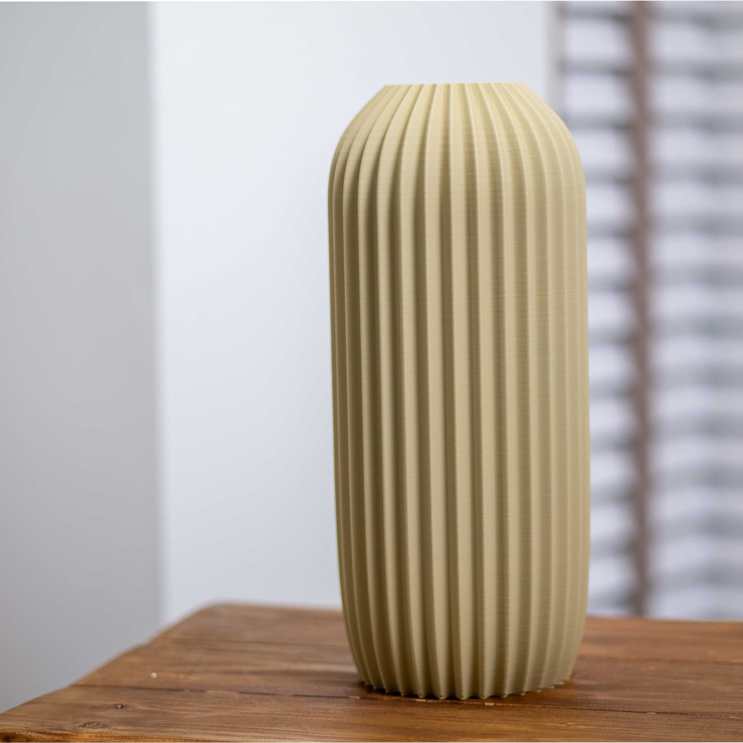 Sage Green Earth Tone Vase | Elegant Pleated Design Ornament for Pampas Grass & Dried Flowers