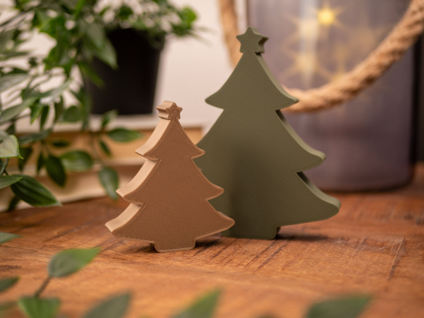 Freestanding Christmas Tree Ornaments- For Shelf or Tabletop - Navy Blue and Gold, Sage Green & Silver - Vantage 3D Prints