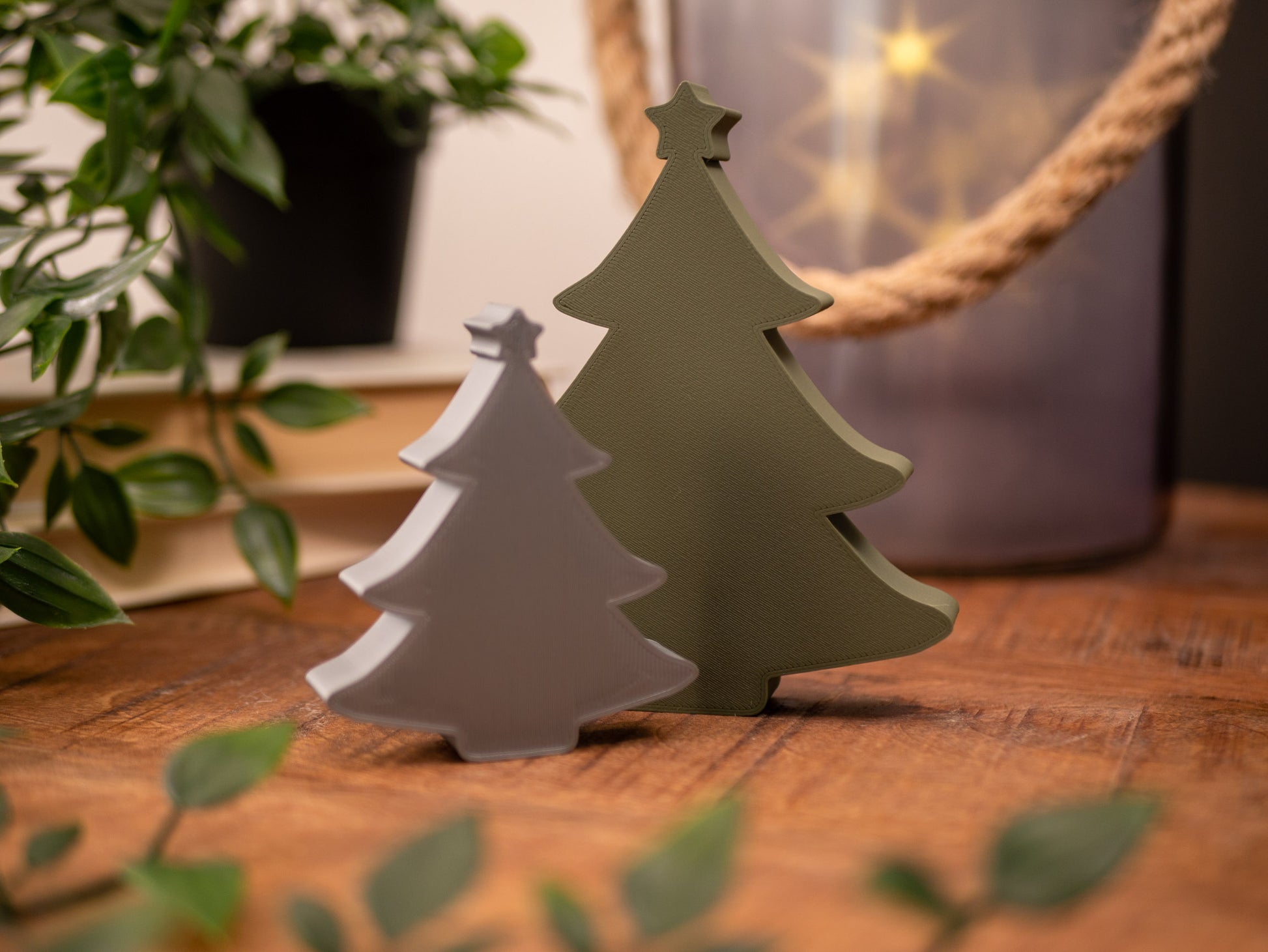 Freestanding Christmas Tree Ornaments- For Shelf or Tabletop - Navy Blue and Gold, Sage Green & Silver - Vantage 3D Prints
