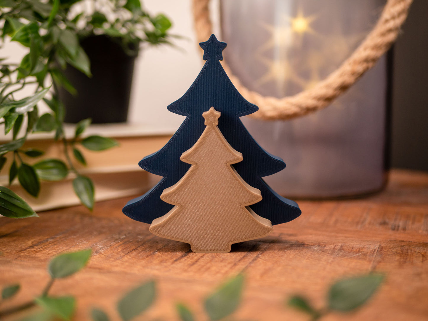 Freestanding Christmas Tree Ornaments- For Shelf or Tabletop - Navy Blue and Gold, Sage Green & Silver - Vantage 3D Prints